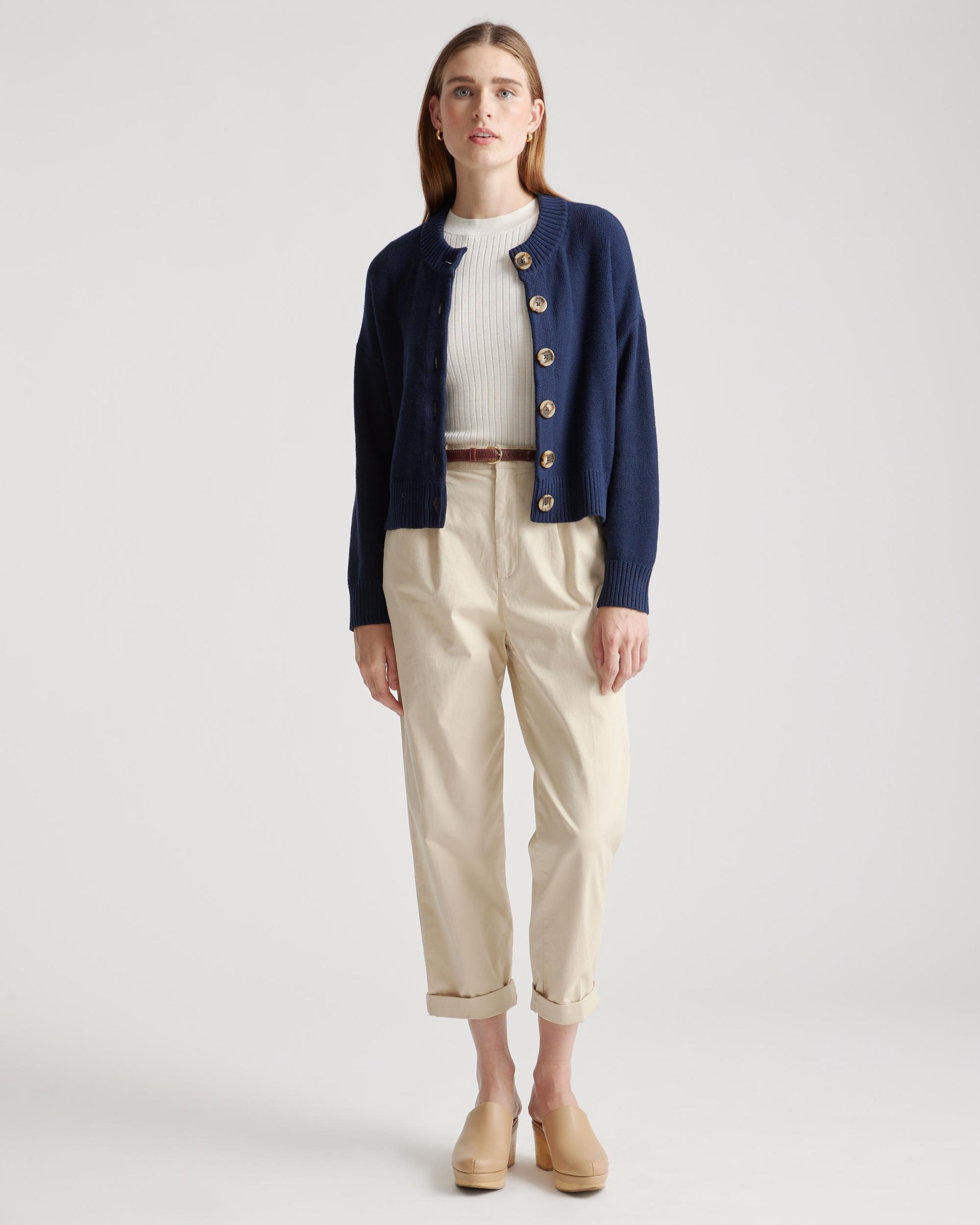 Quince | Women's Cropped Cardigan Sweater Organic Cotton Product Image