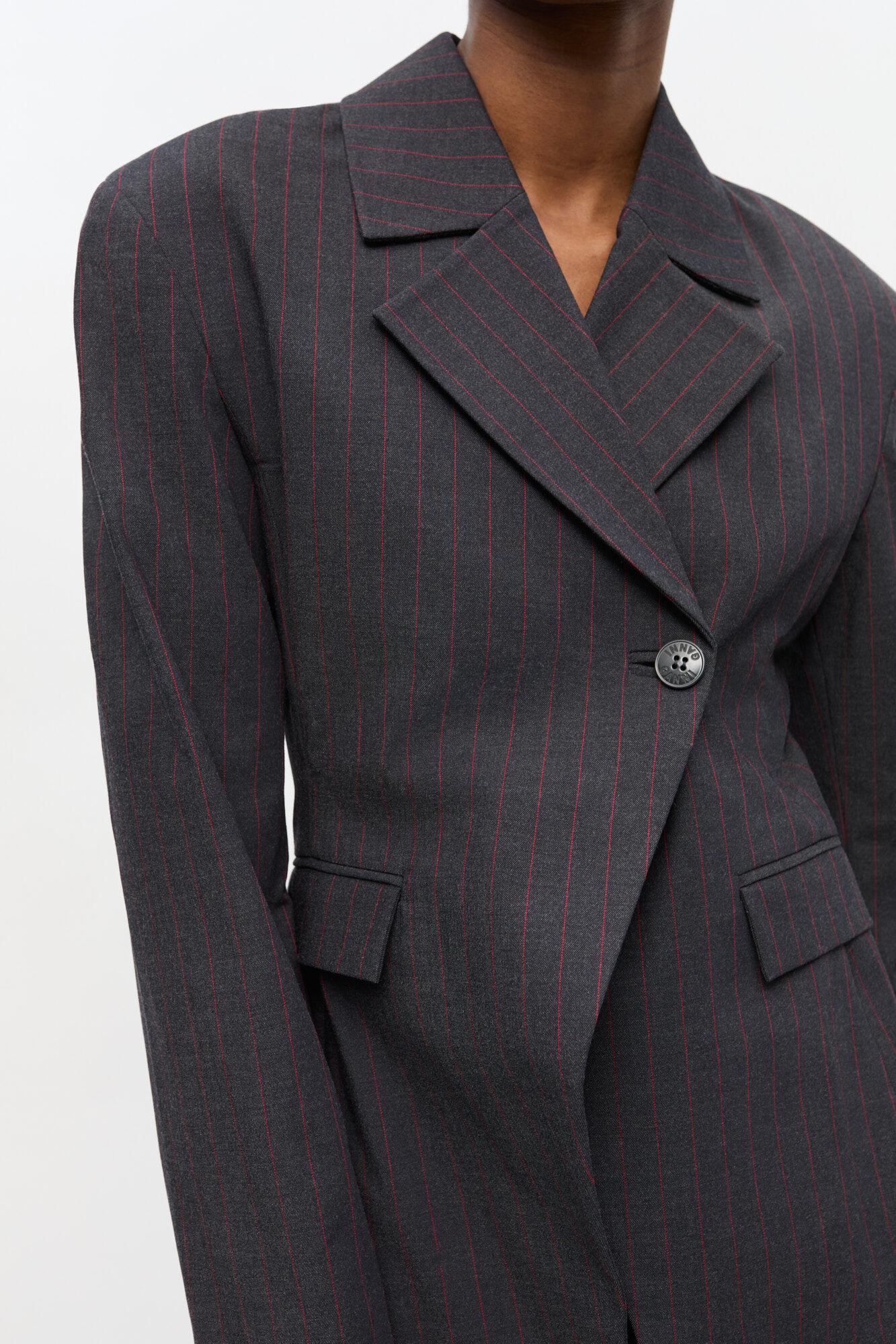 Black Pinstripe Blazer Product Image