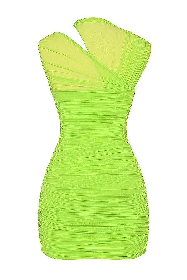 Adrie  neon green gathered mini dress Product Image