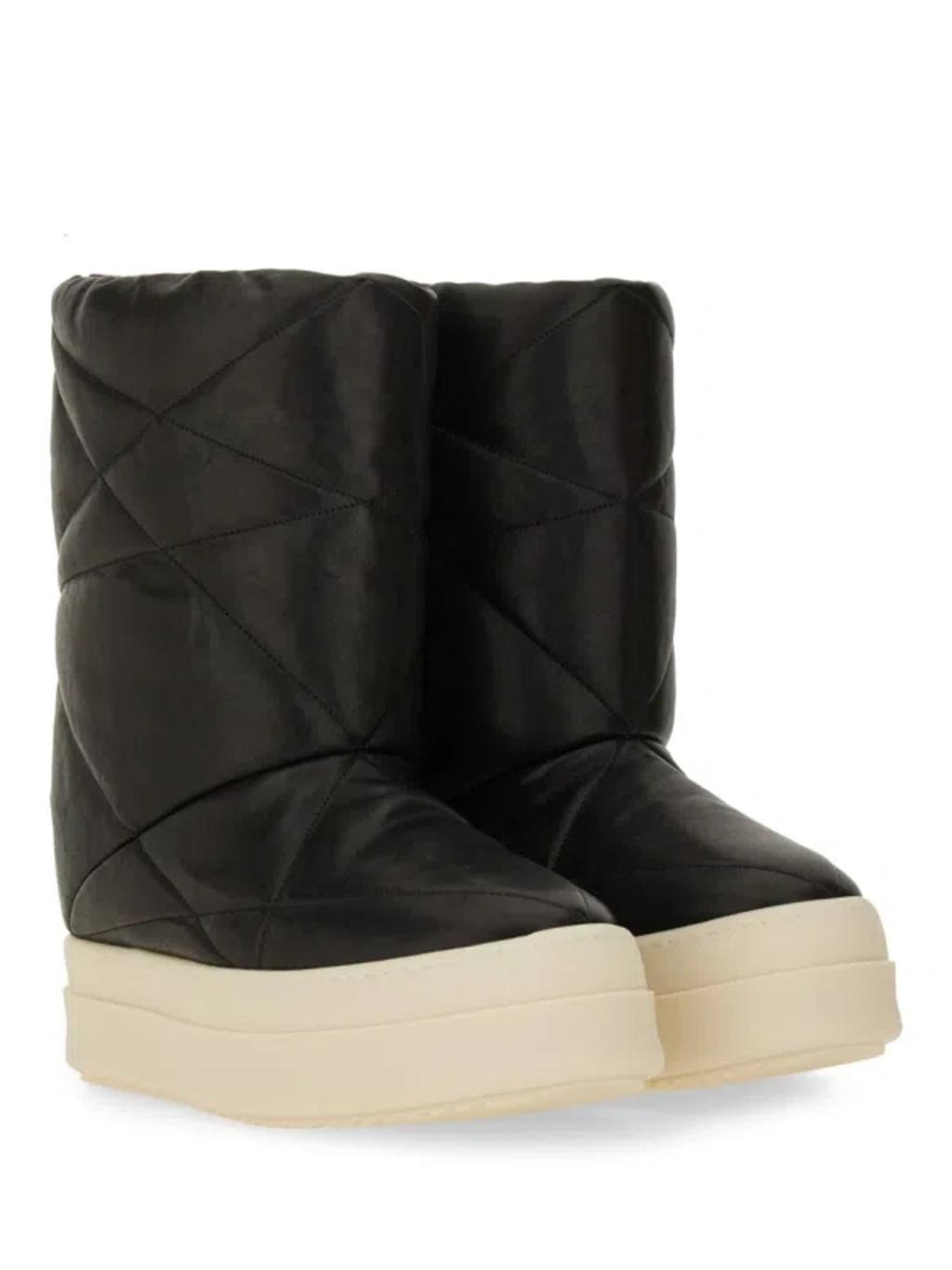RICK OWENS Round Toe Ankle Boots With Contrast Sole In Black Product Image