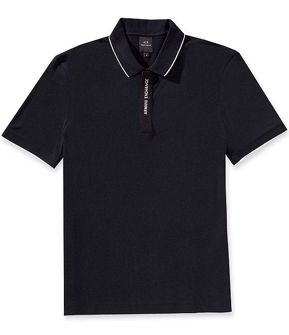 Armani Exchange Slim Fit Zipper Logo Short Sleeve Polo Shirt Product Image