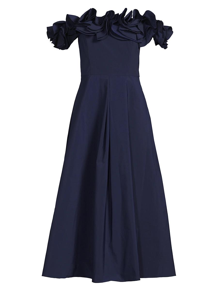 Womens Ruffle Off-the-Shoulder Cocktail Dress Product Image