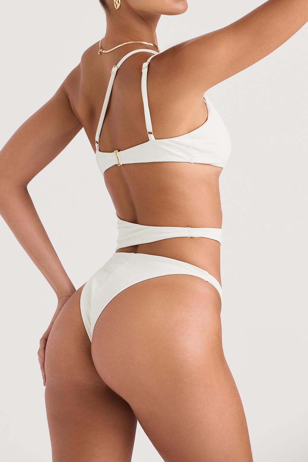 Lafayette  ivory asymmetric cutout swimsuit Product Image