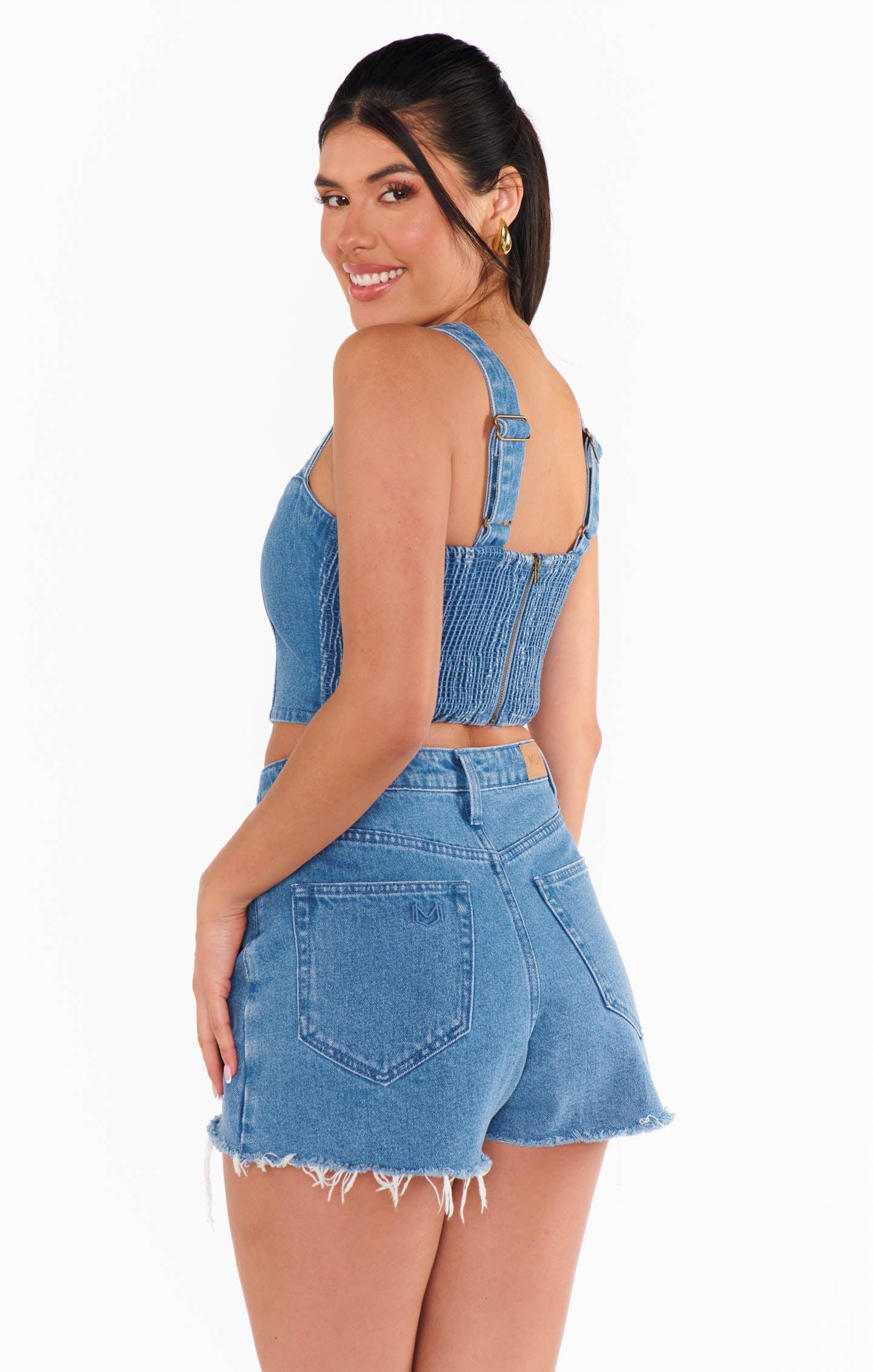 Crossroads Corset Top ~ Foggy Blue Product Image