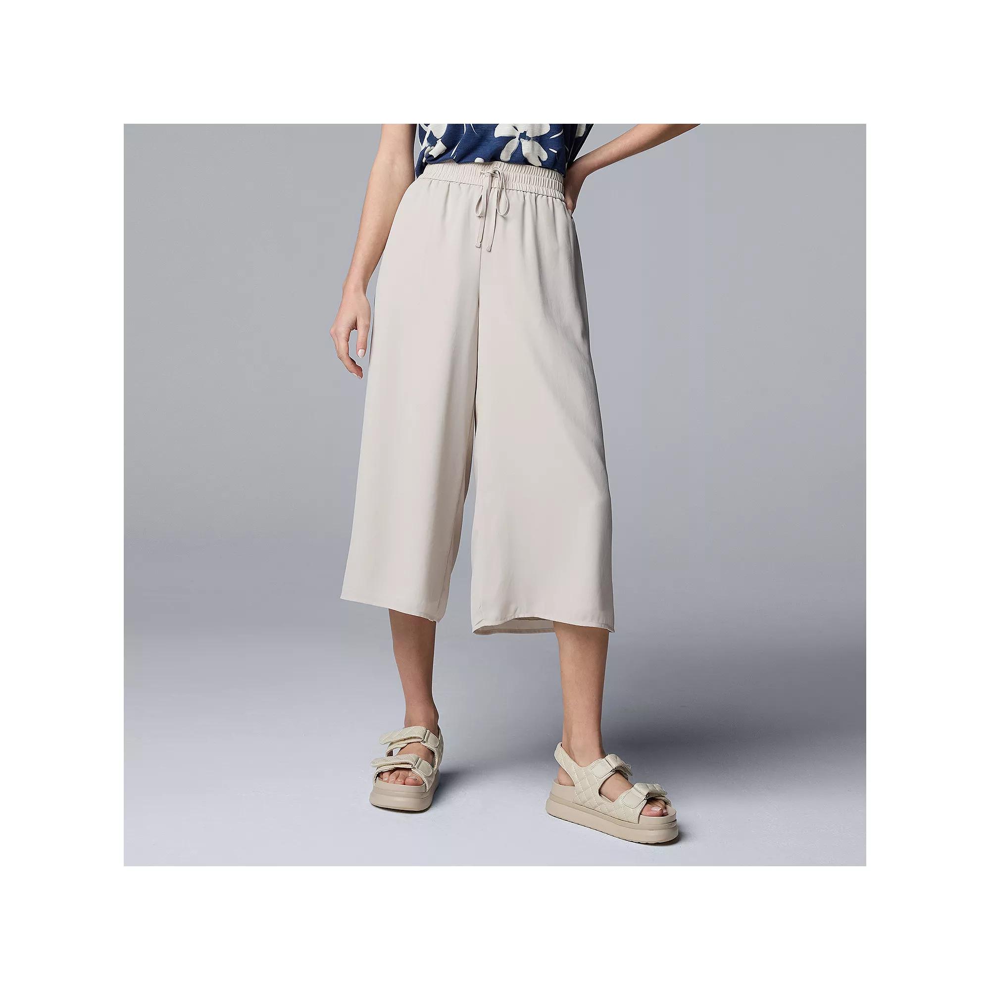 Women's Simply Vera Vera Wang Drpey Culotte Pants, Size: Large, Silver Lining Product Image