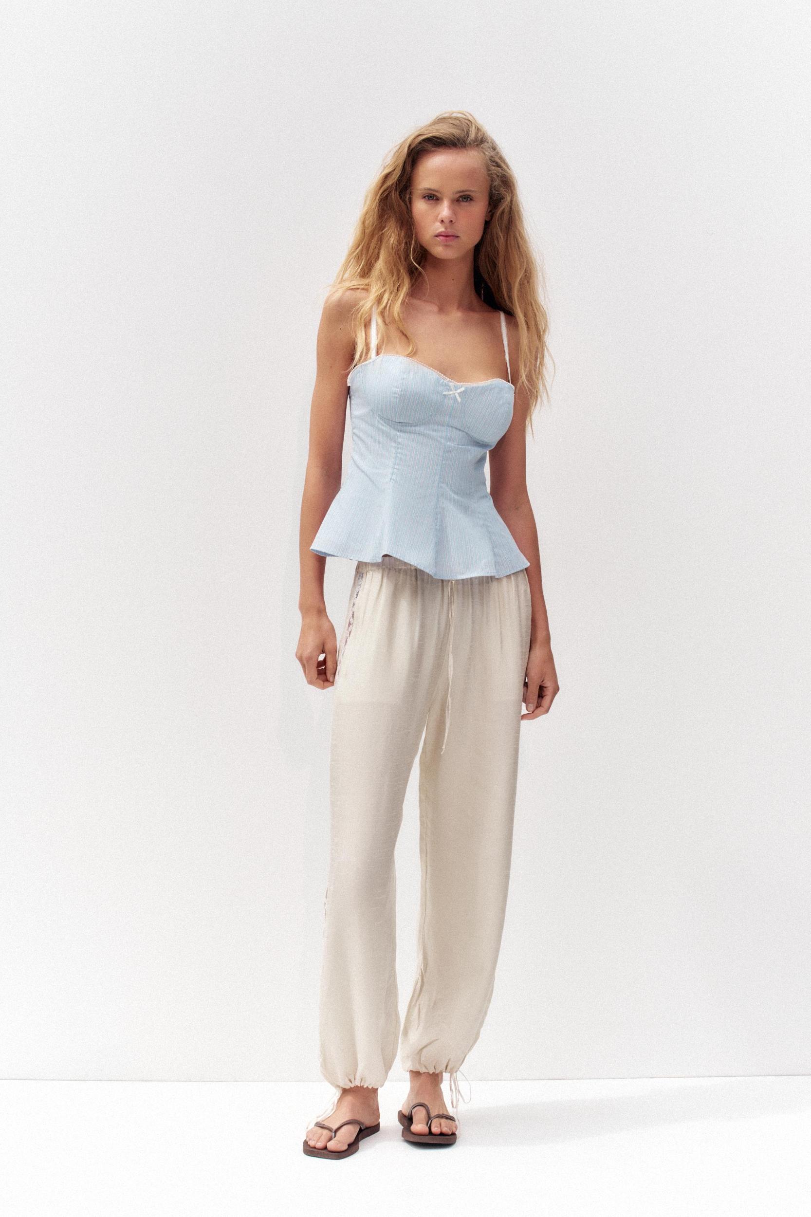 POPLIN PEPLUM BOW TOP Product Image