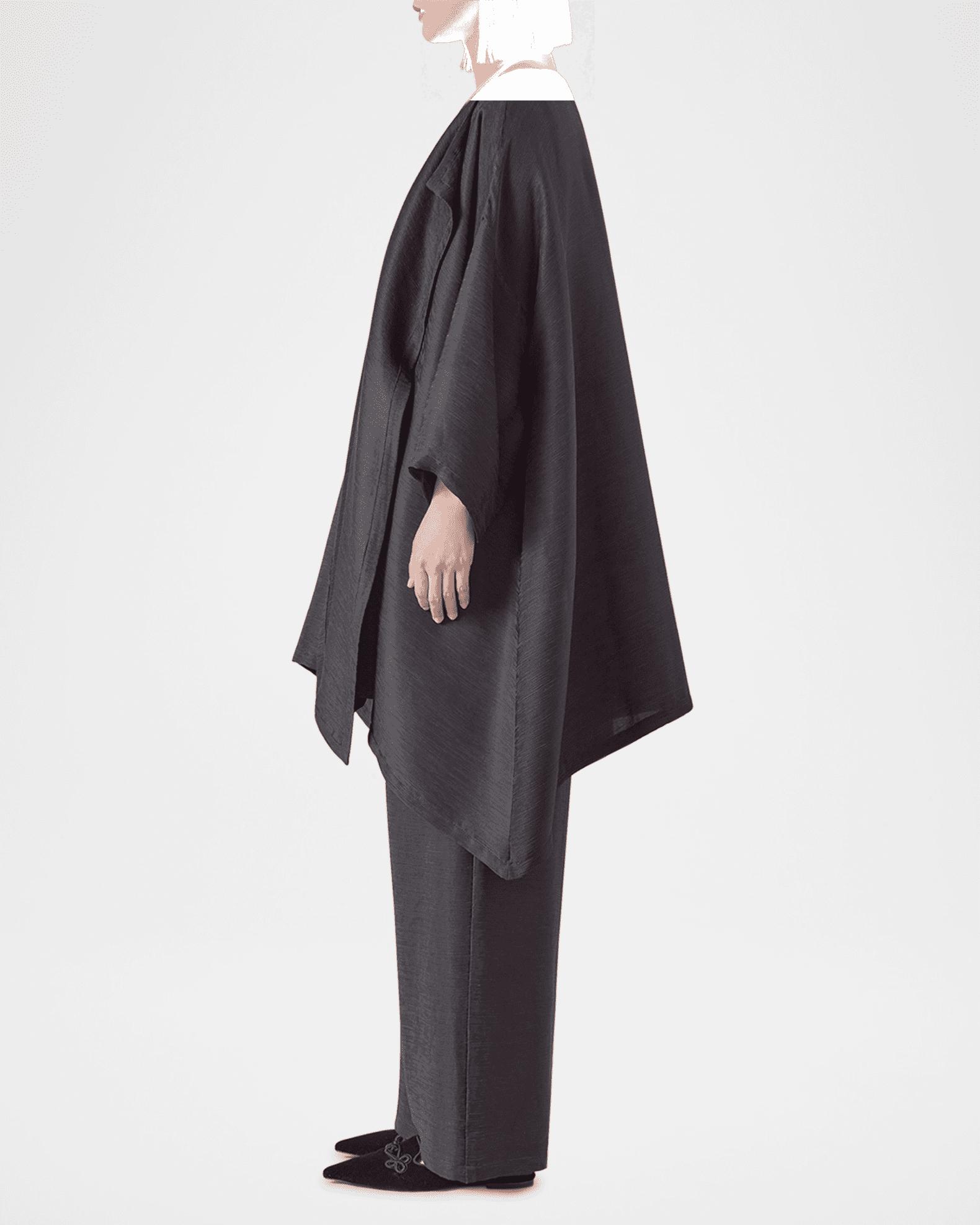 Silk Plisse Wide A-Line Jacket Coat (Long Plus Length) Product Image