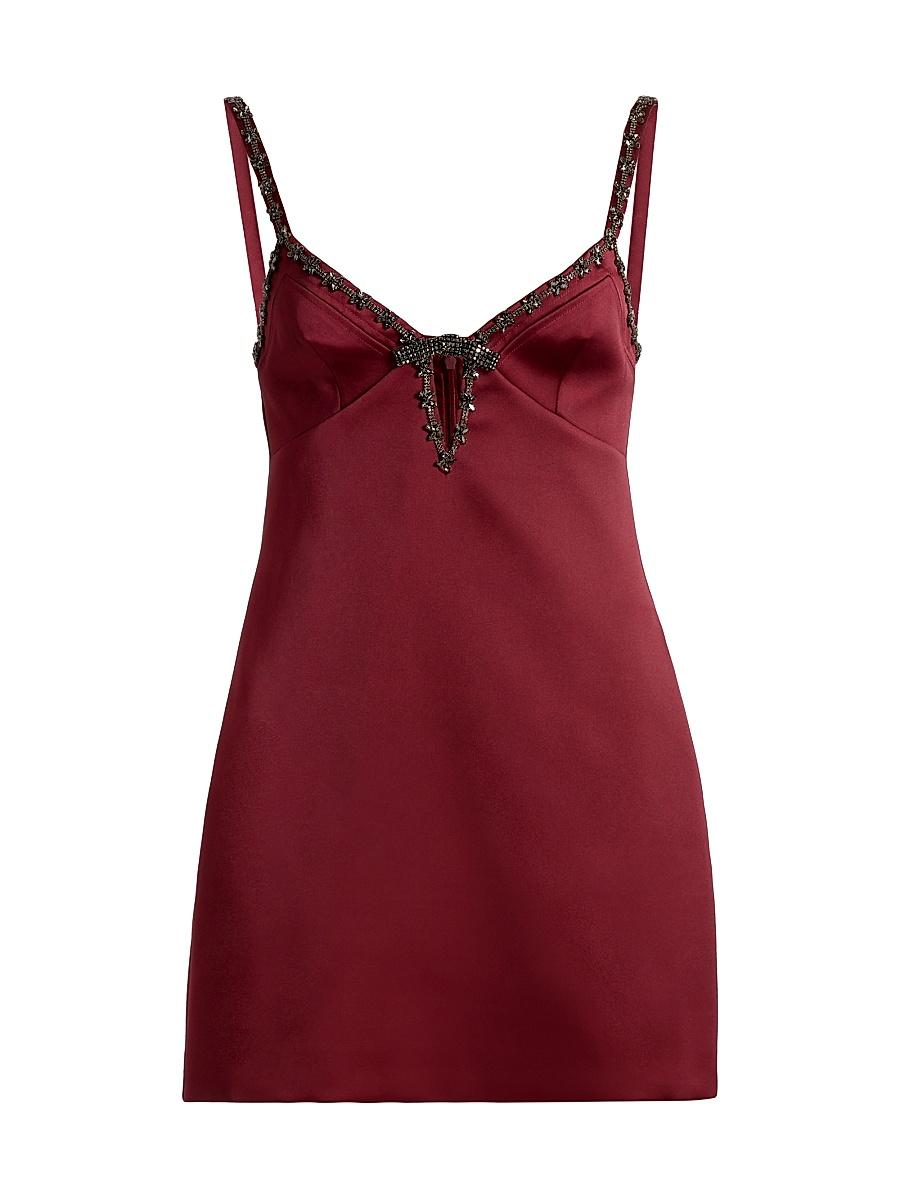 Womens Beaded Satin Minidress Product Image