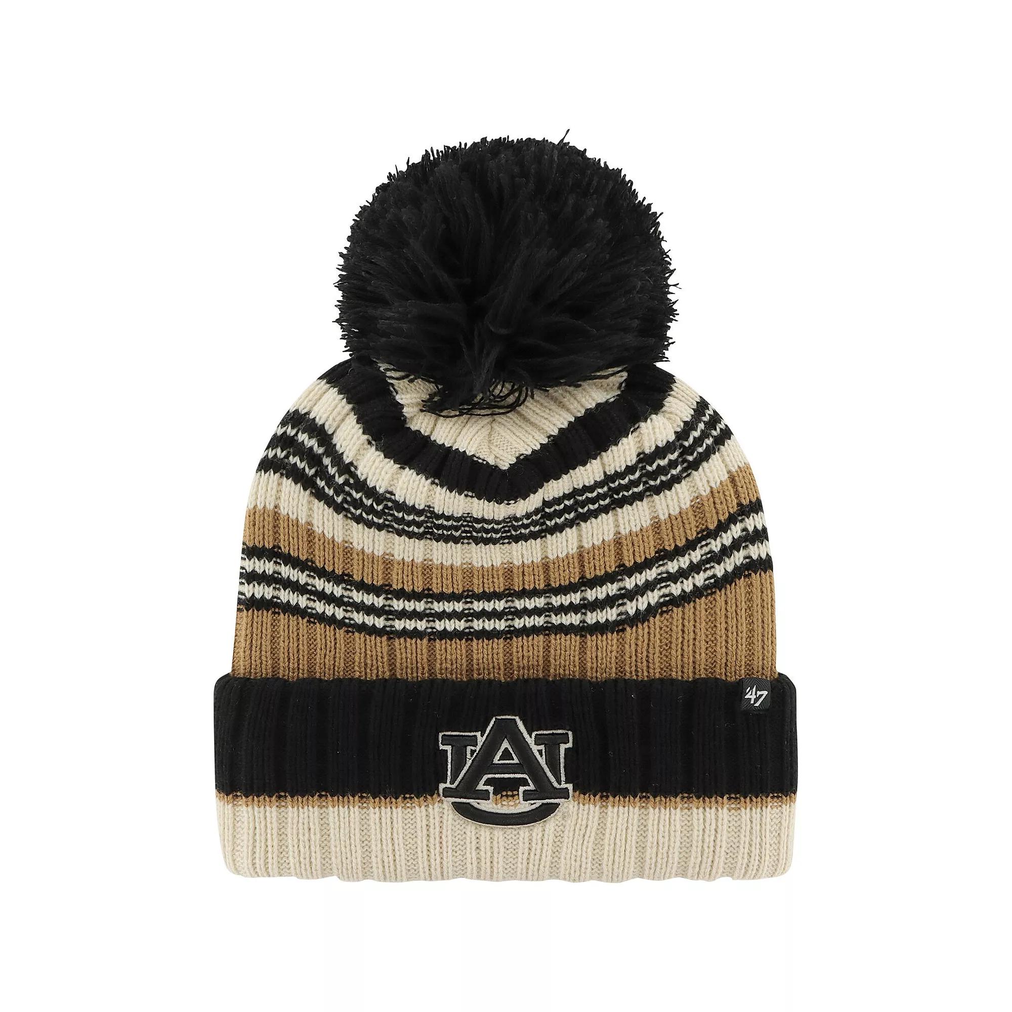 Women's '47 Khaki Auburn Tigers Barista Cuffed Knit Hat with Pom, Beig K Product Image