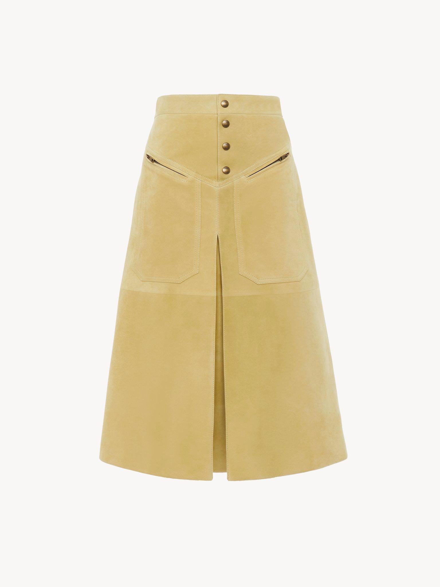 Knee-length skirt in suede Product Image