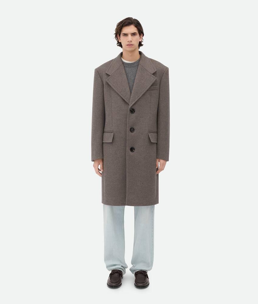Men's Double Wool And Cashmere Coat in Peppercorn melange Product Image