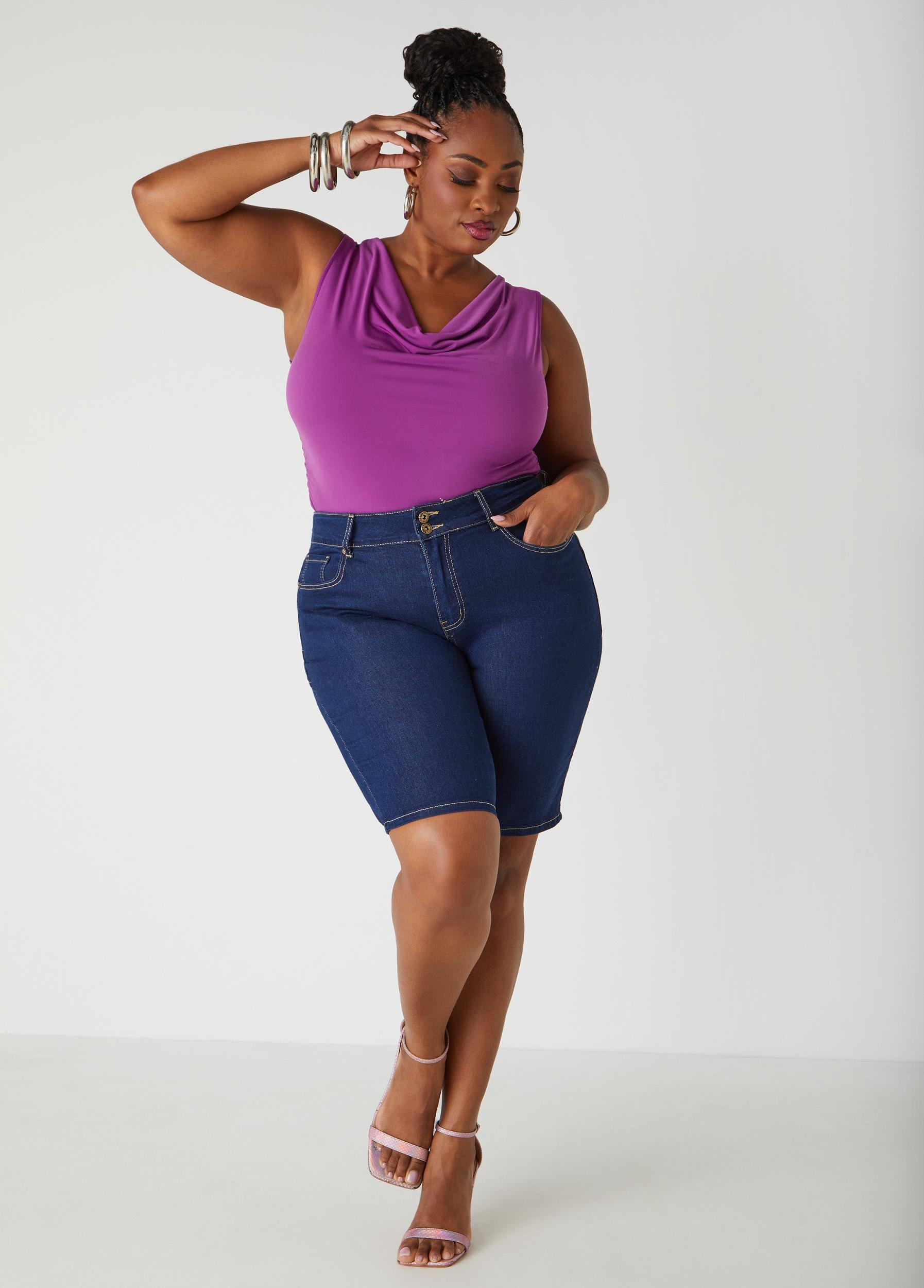 Plus Size Cowl Neck Ruched Knit Top Ashley Stewart Product Image