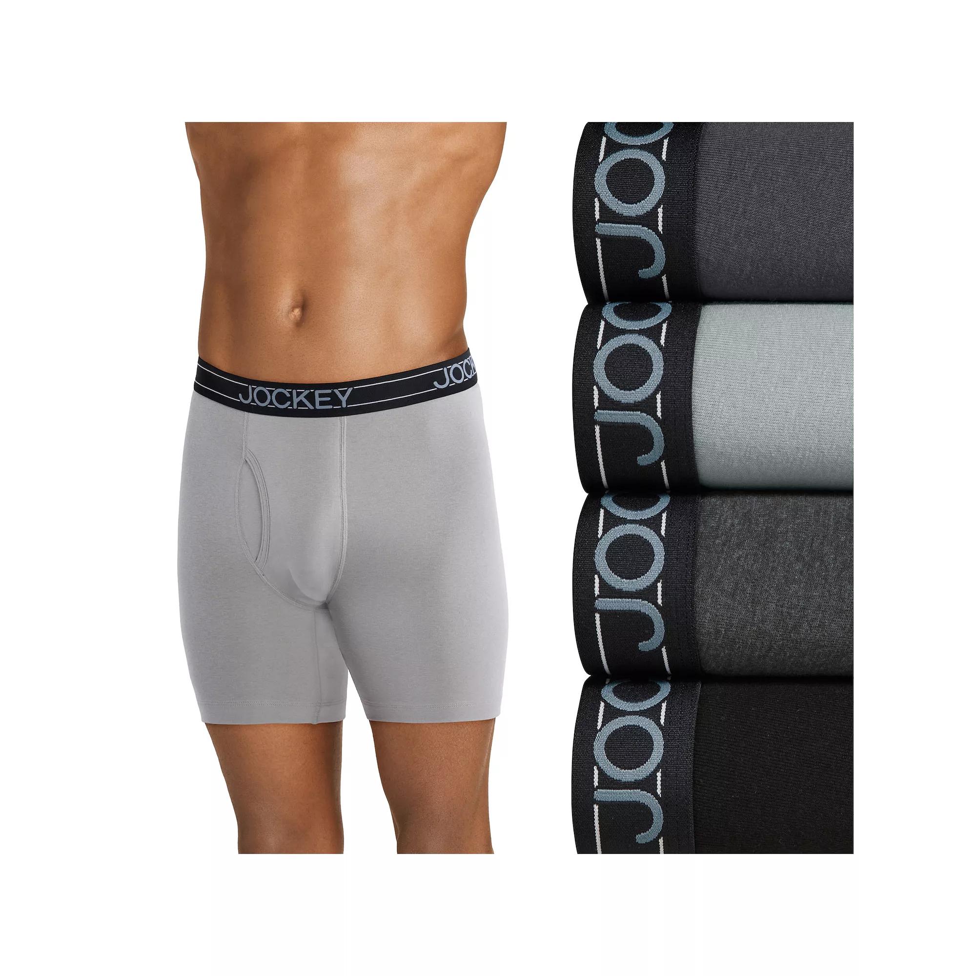 Men's Jockey® 4-Pack Lightweight Cotton Blend 7" Long Leg Boxer Brief,  Product Image