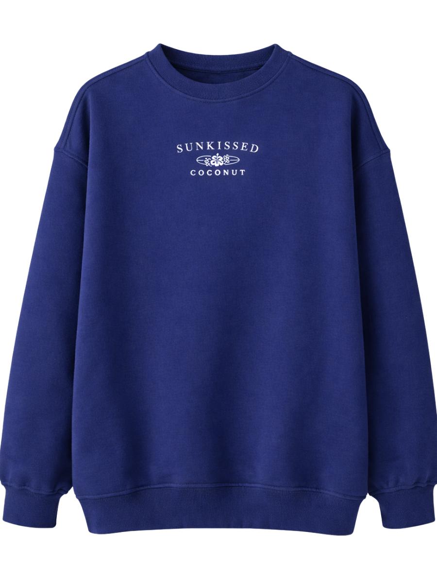 Navy Blue Sunkissedcoconut Embroider Sweatshirt Product Image