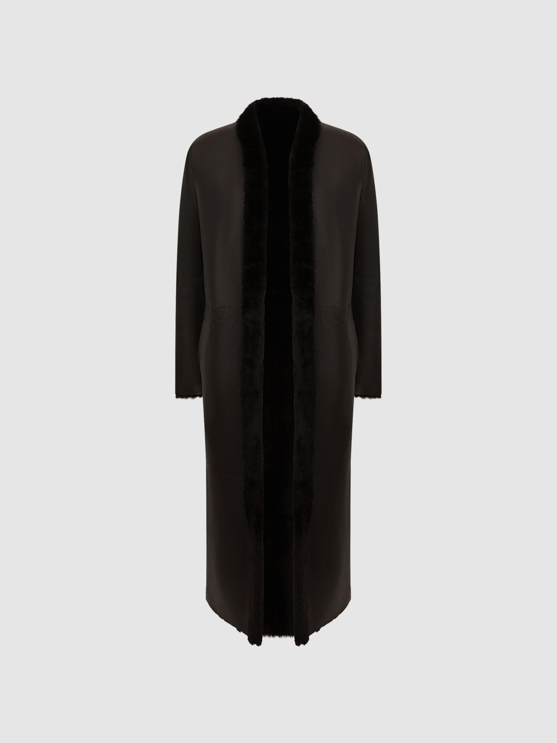 Reversible Leather Shearling Jacket in Chocolate Product Image