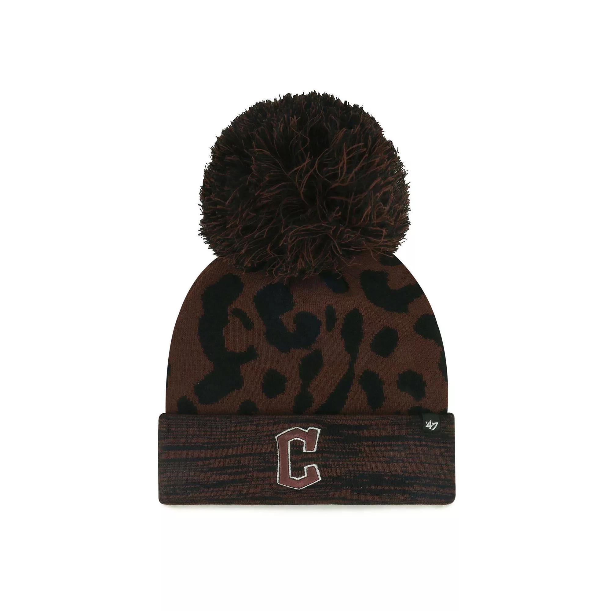 Women's '47 Brown Cleveland Guardians Rosette Cuffed Knit Hat with Pom, Grd Brown Product Image