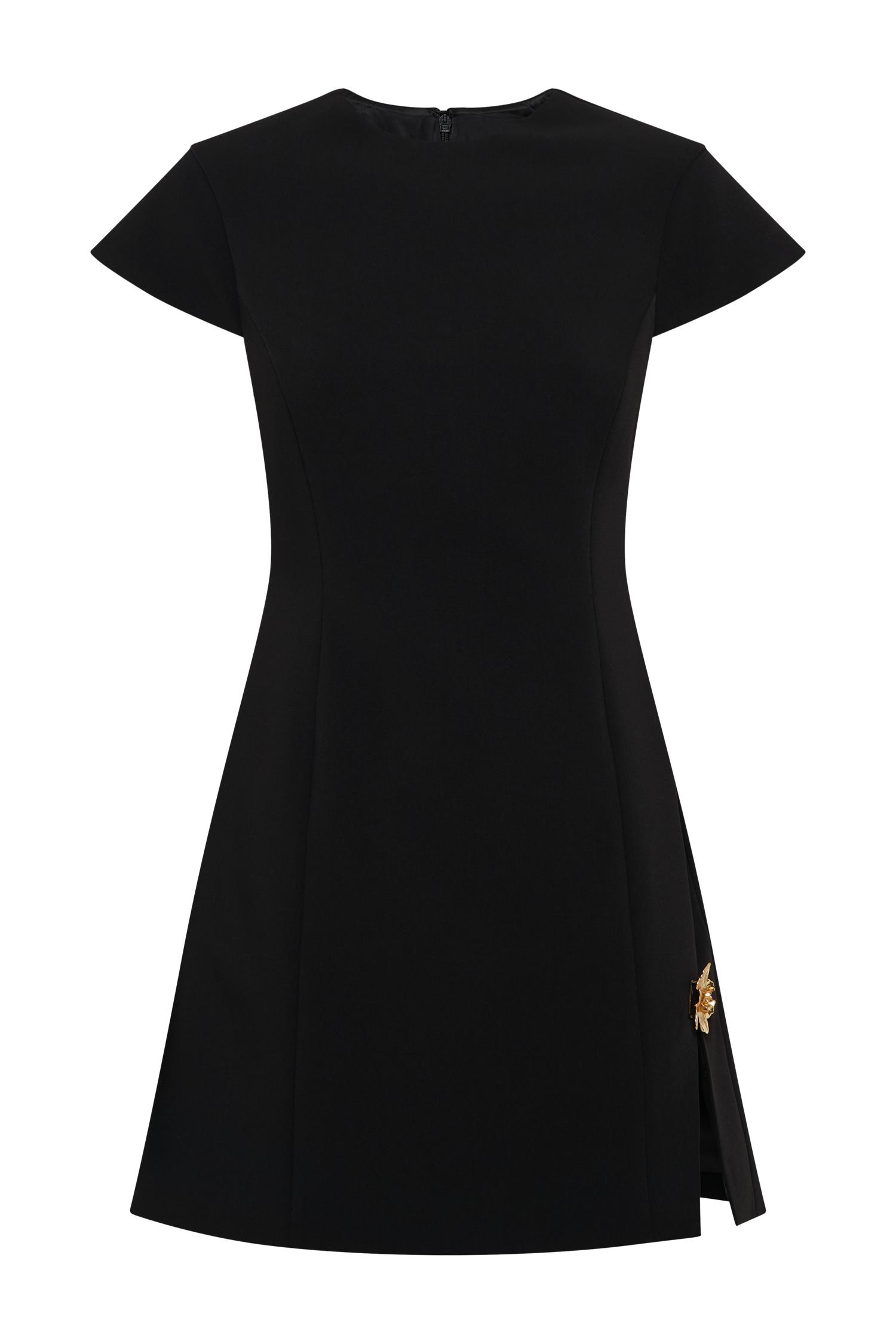 Remi Suiting Mini Dress With Floral Hardware - Black Product Image