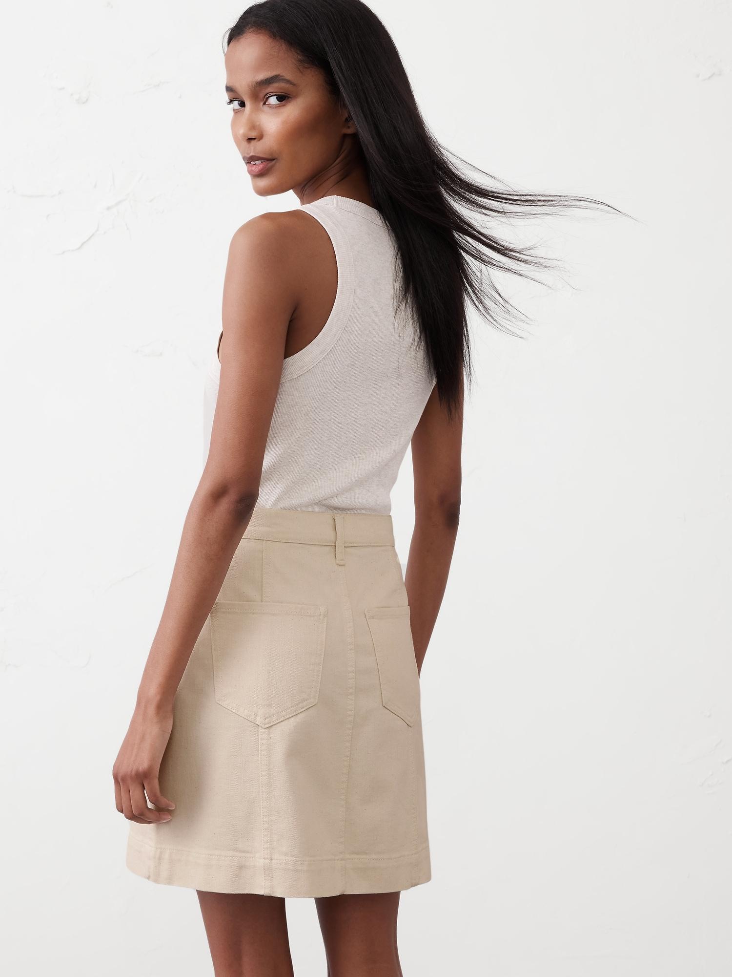 Pieced Denim Mini Skirt Product Image