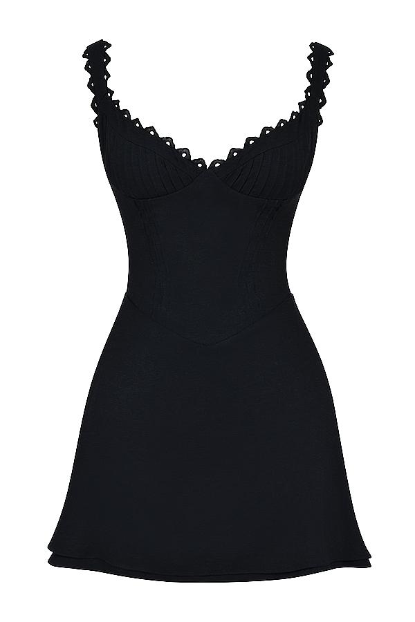 Tilly  black pin tuck mini dress Product Image