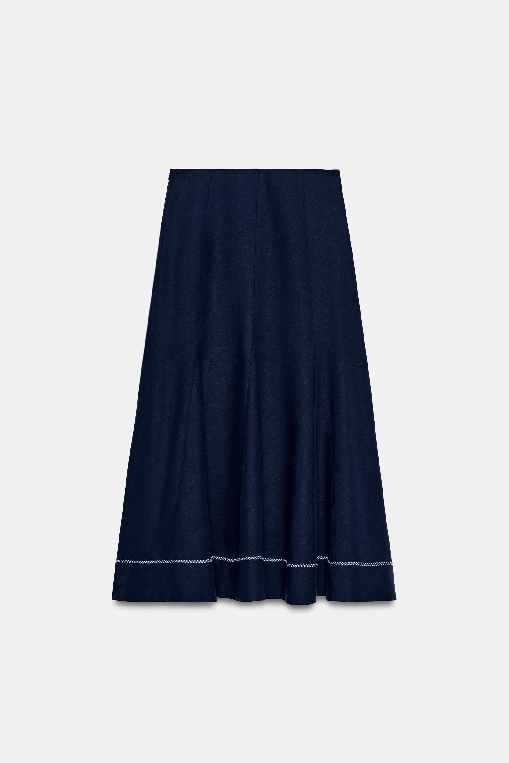 EMBROIDERED A-LINE MIDI SKIRT Product Image