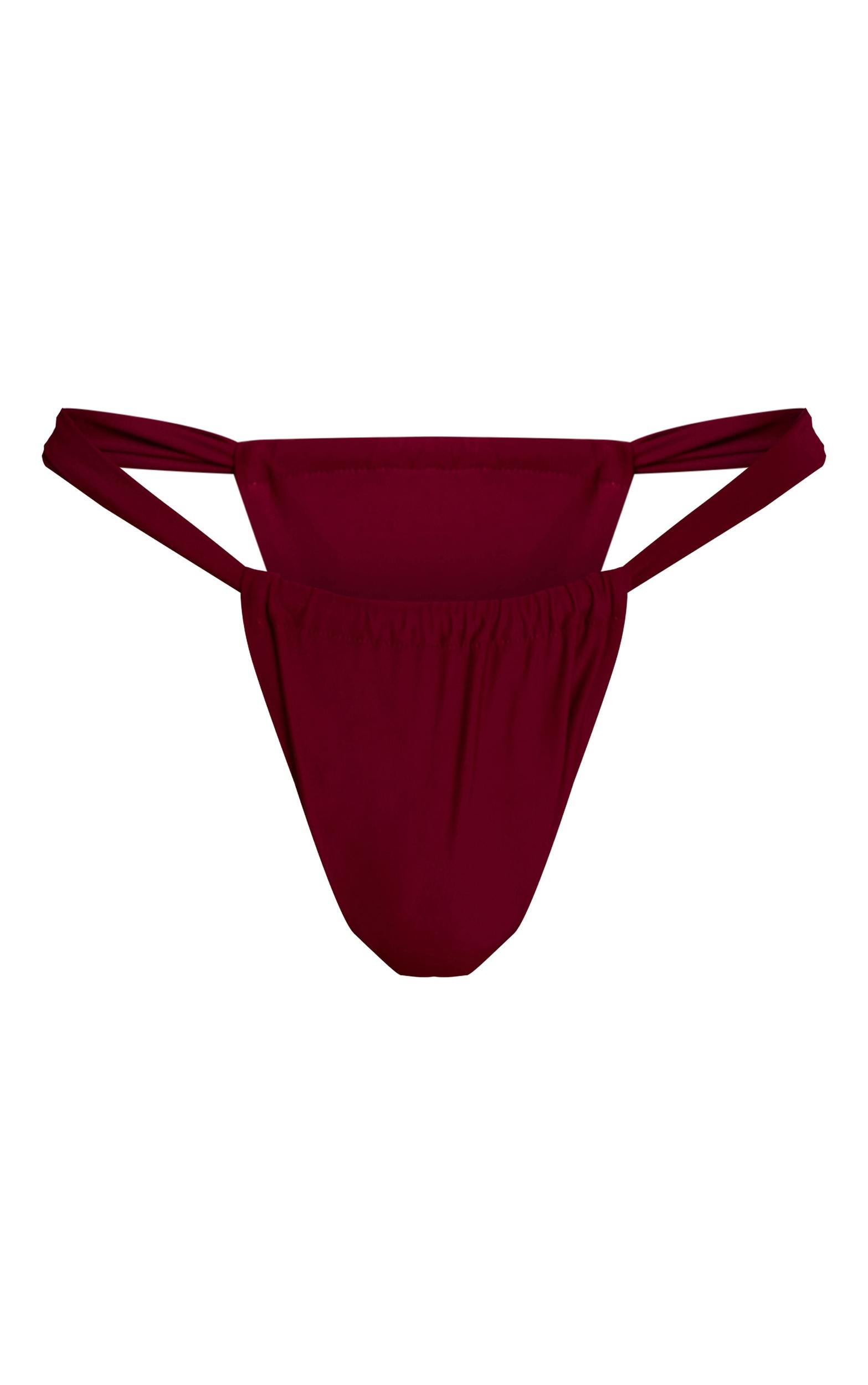 Magenta Thick Strap Ruched Bikini Bottom Product Image