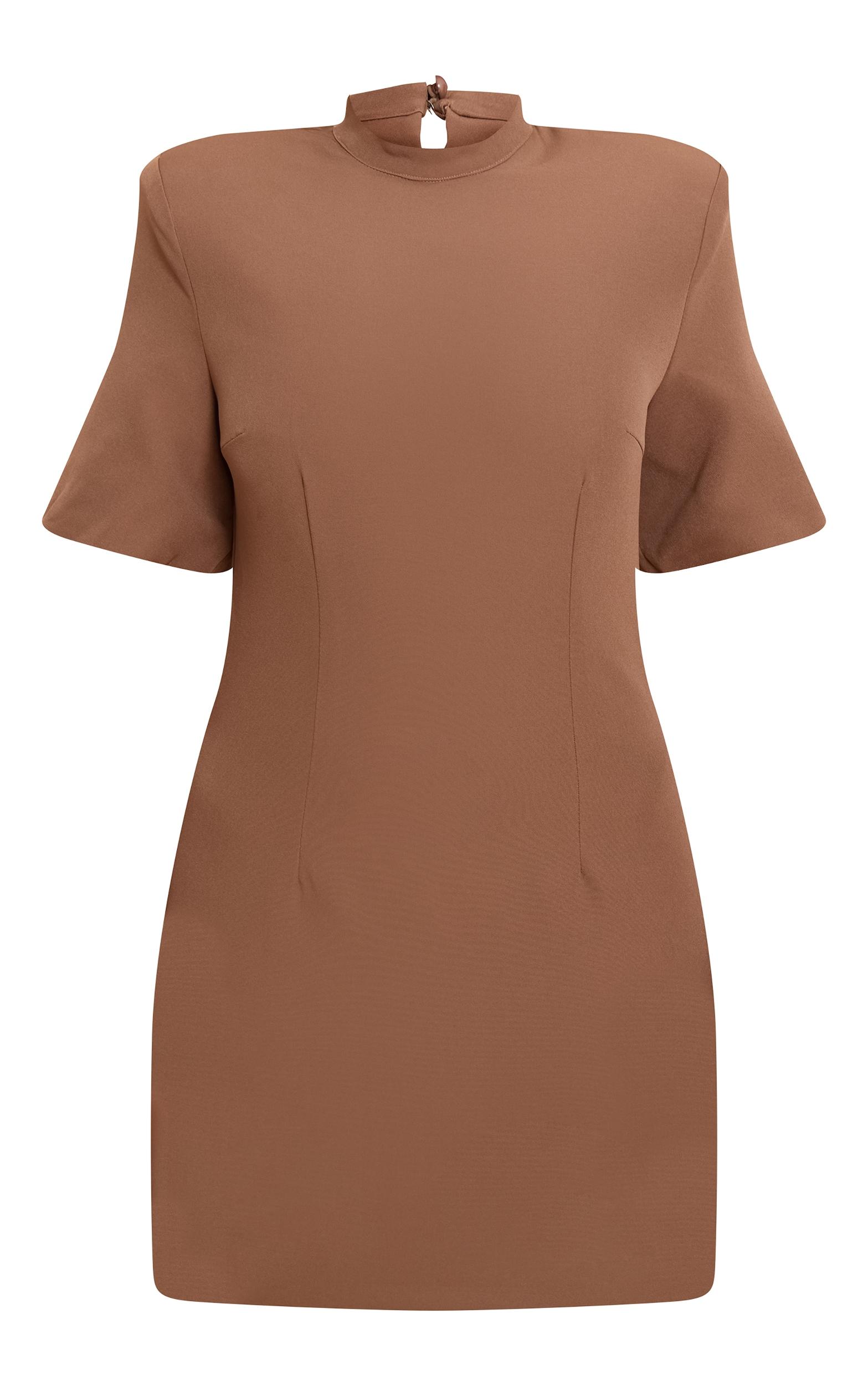 Mushroom Woven Cinched Backless Minii Dress Product Image