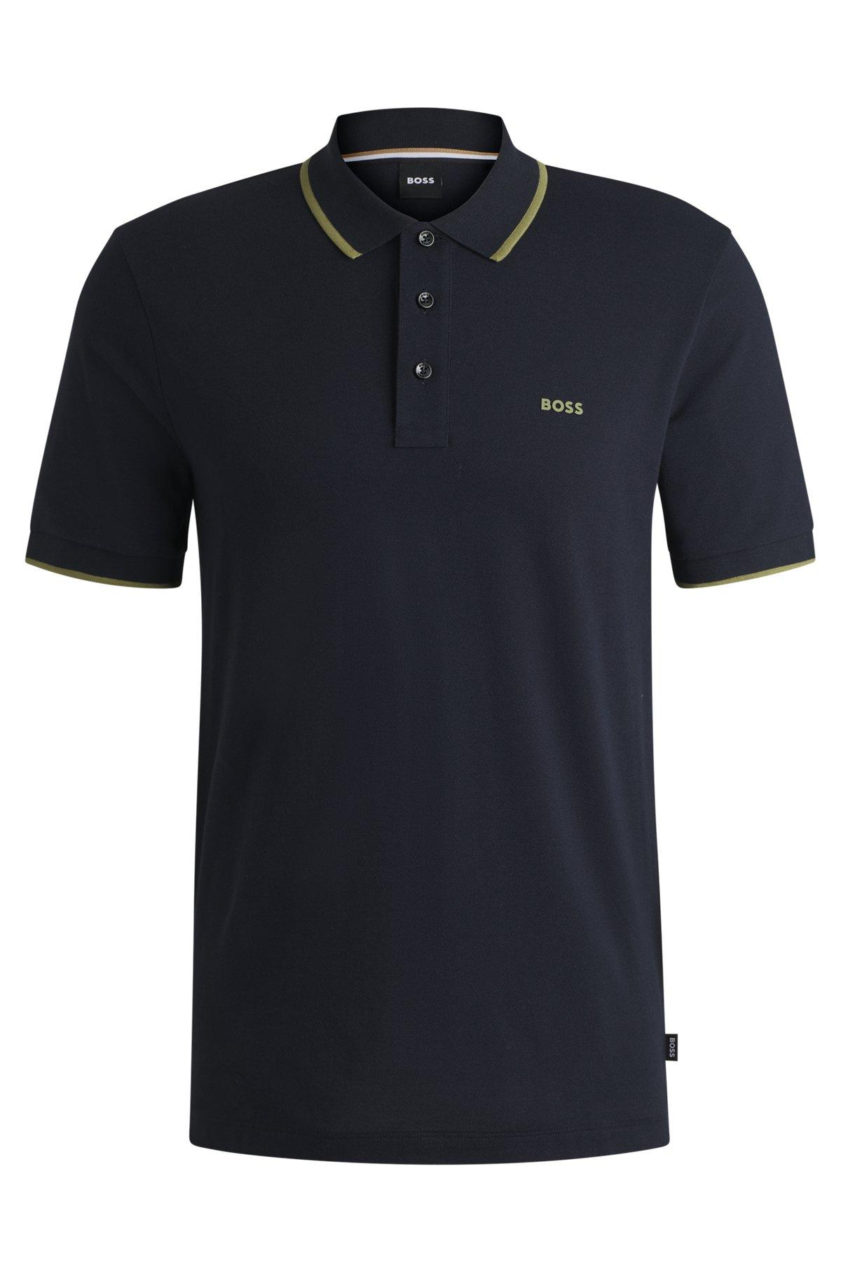 Contrast-tipping polo shirt in cotton piqué Product Image