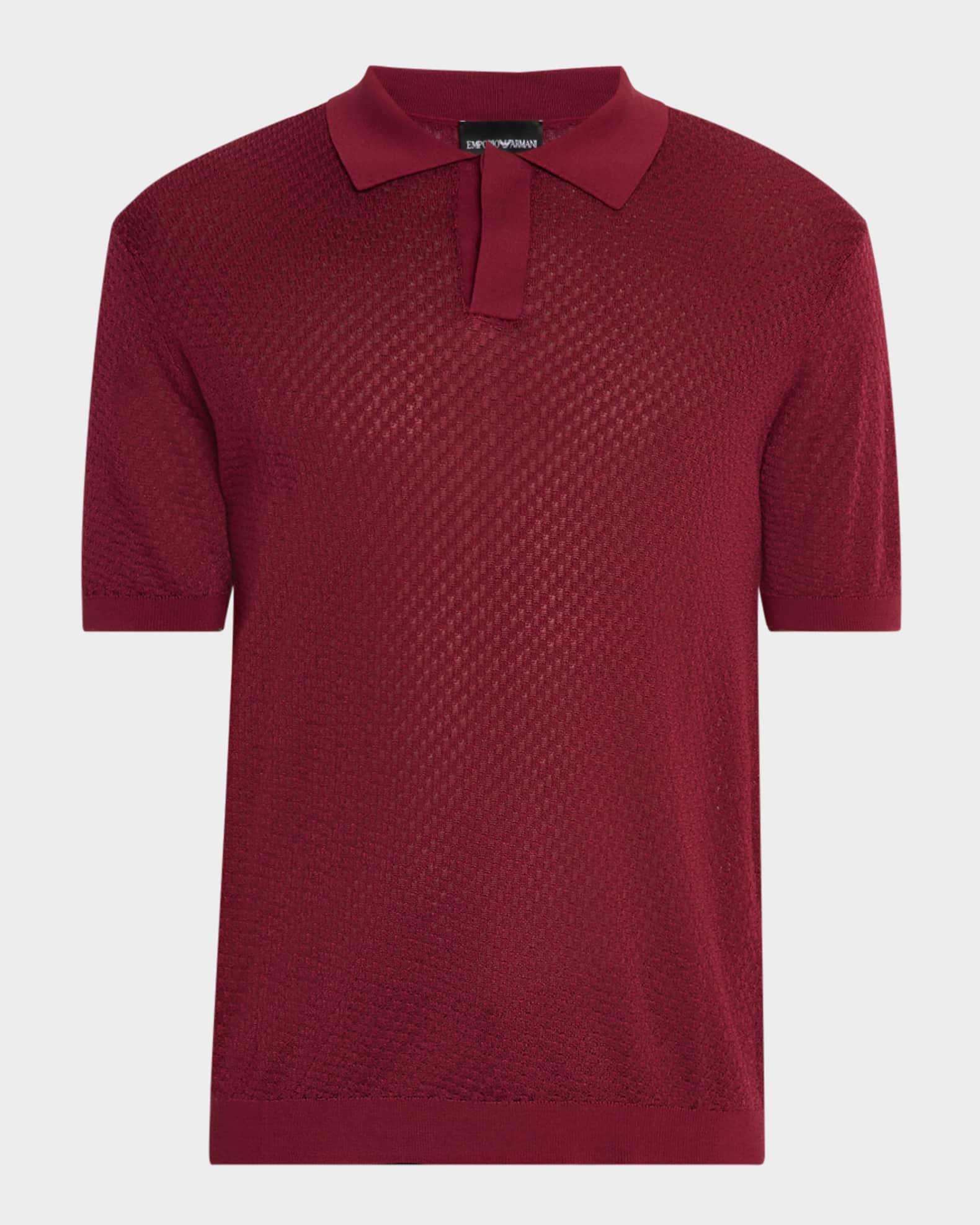 Mens Micro-Jacquard Short-Sleeve Polo Sweater Product Image