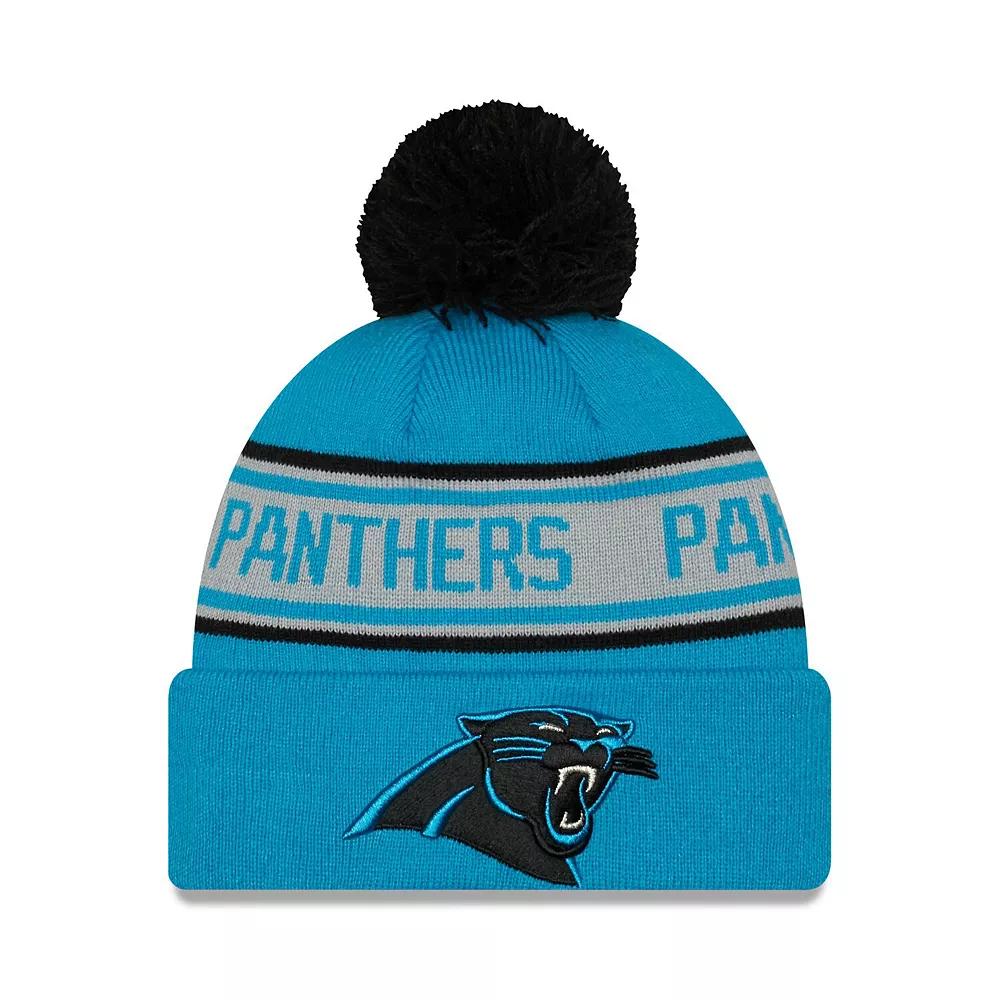 Men's New Era Blue Carolina Panthers  Repeat Cuffed Knit Hat with Pom Product Image