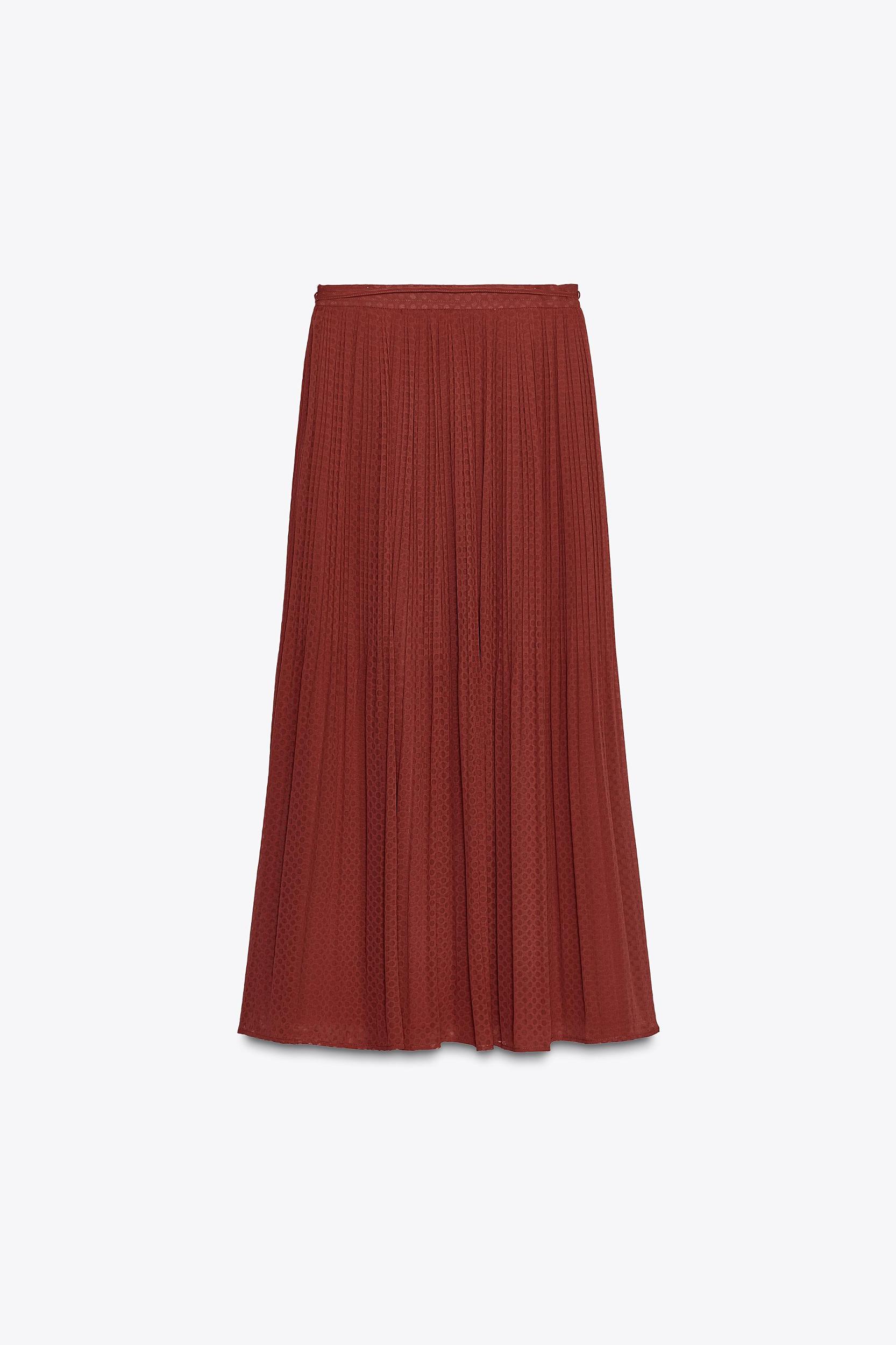 BELTED PLEATED MIDI SKIRT Product Image