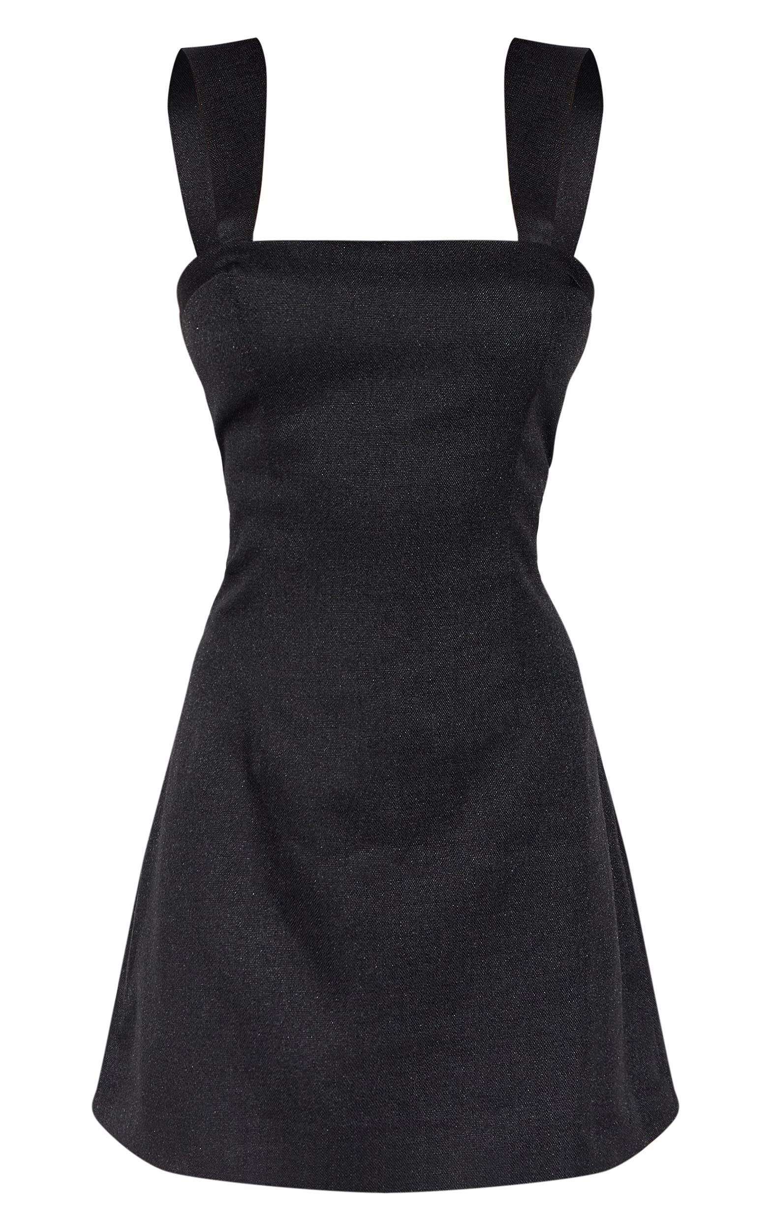 Black Twill Cut Out Bow Shift Dress Product Image