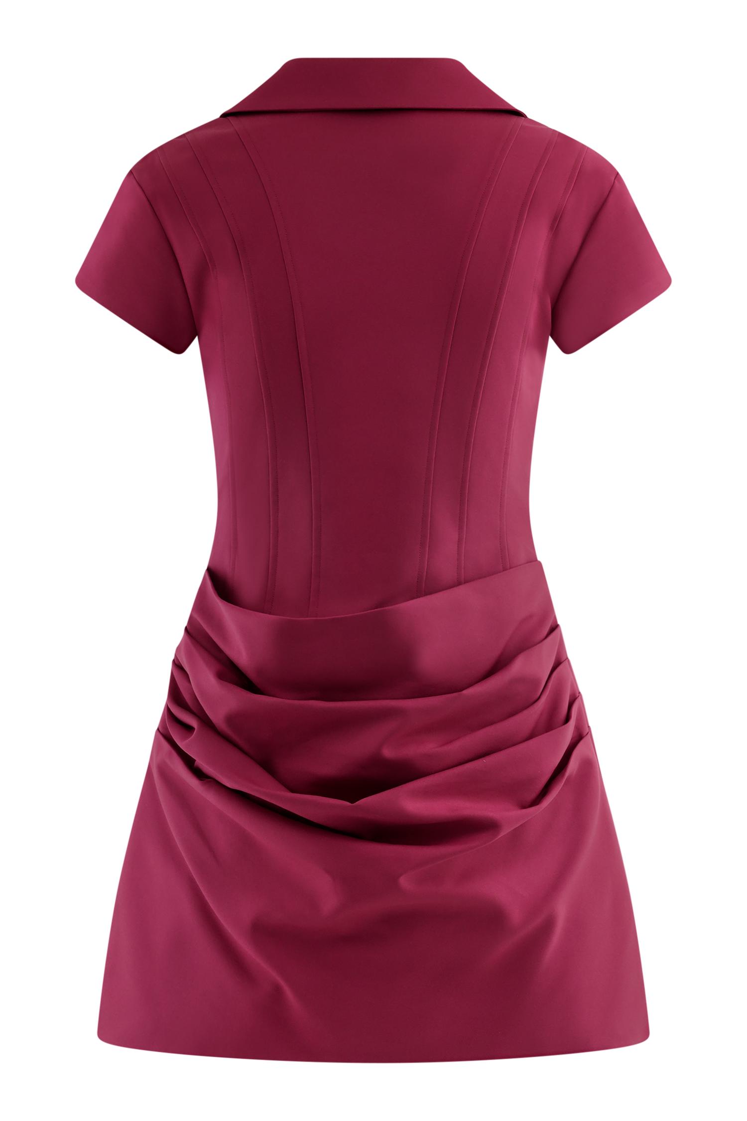 Tarryn Collared Cotton Mini Dress - Dragonfruit Product Image