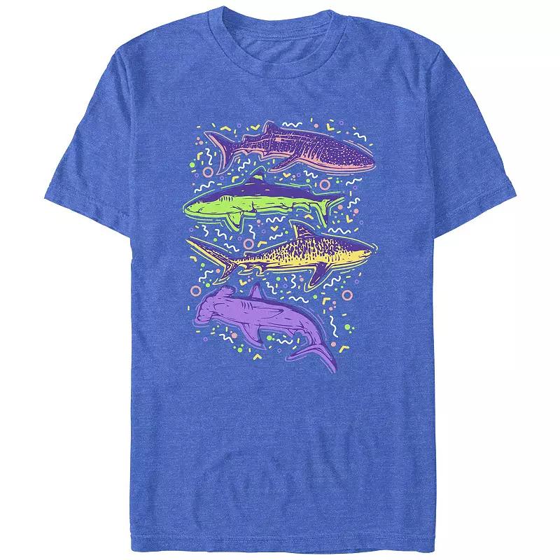 Men's Colorful Sharks And Doodles Graphic Tee,  Product Image