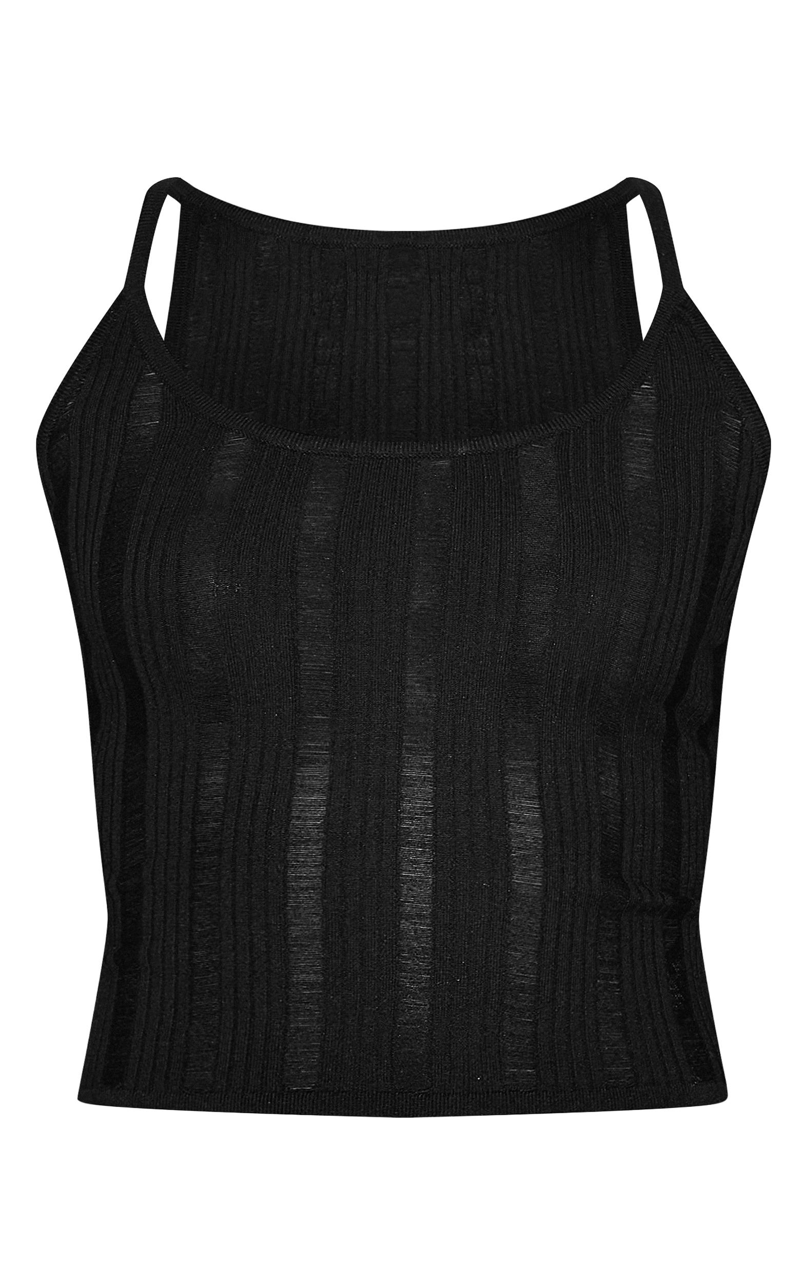 Black Ladder Knit Cami Top Product Image