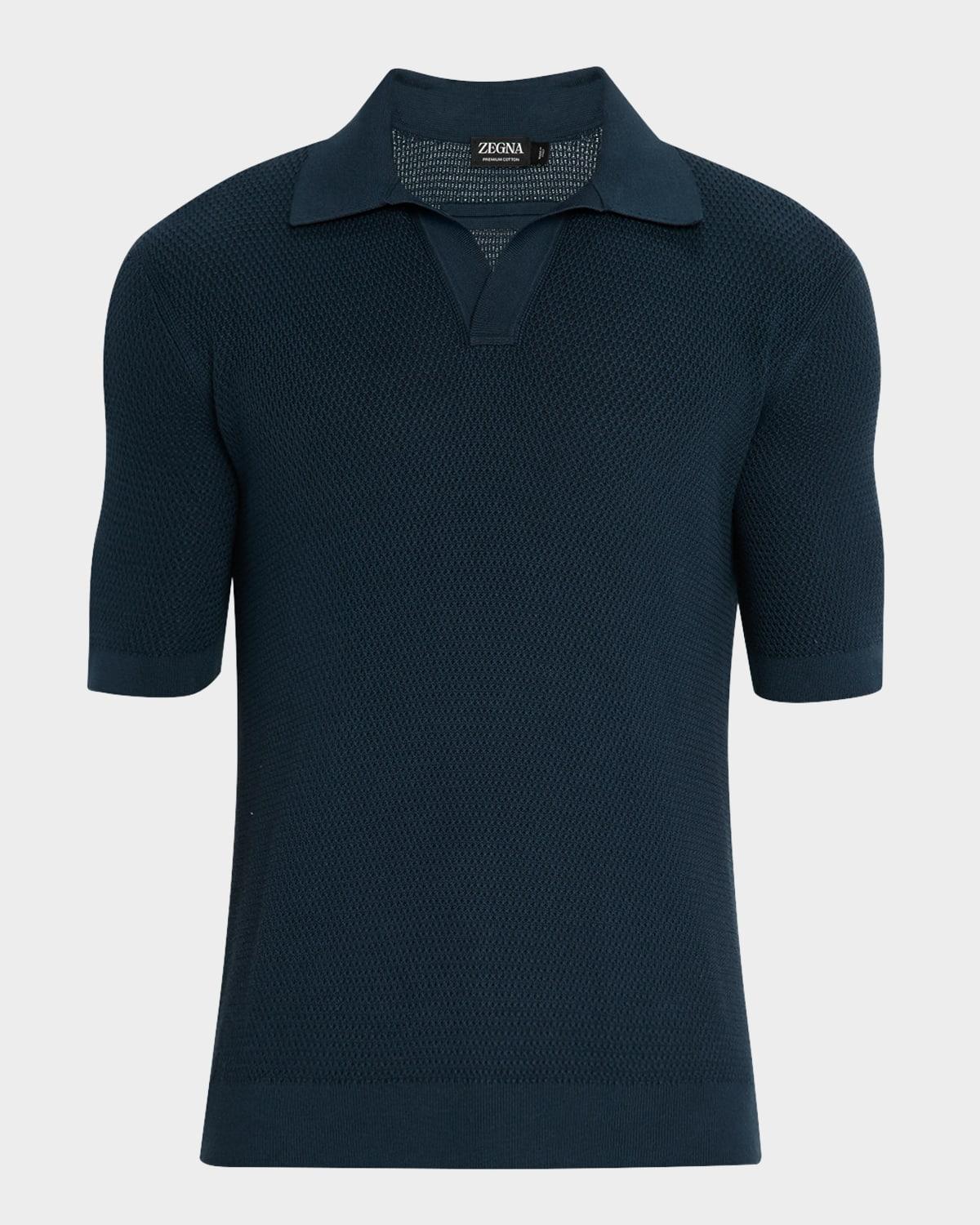 Men's Cotton Textured Johnny-Collar Polo Sweater Product Image