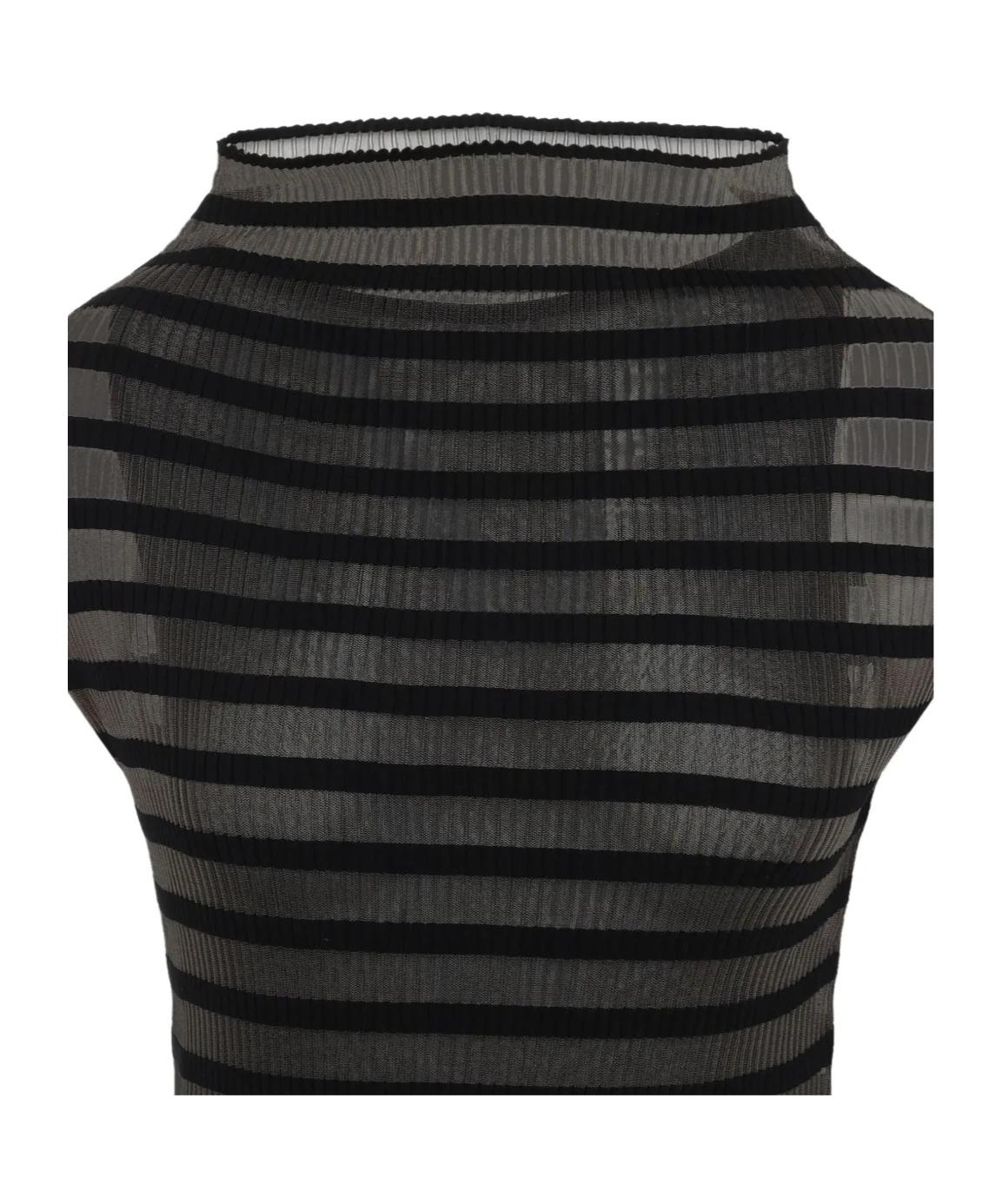 JEAN PAUL GAULTIER Mariniere Striped Cap-sleeve Nylon Maxi Dress In Black Product Image