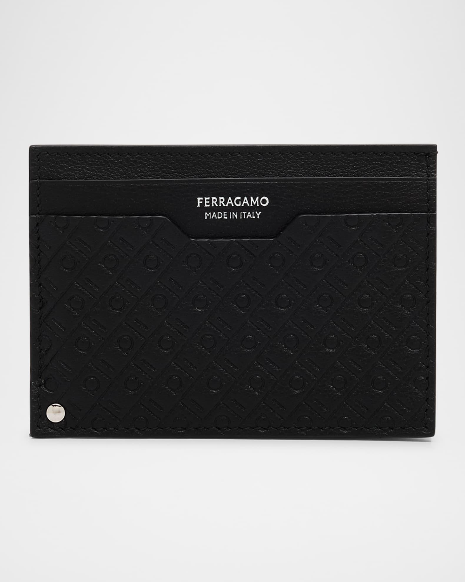 Men's Mini Embossed Leather Card Case with ID Window Product Image