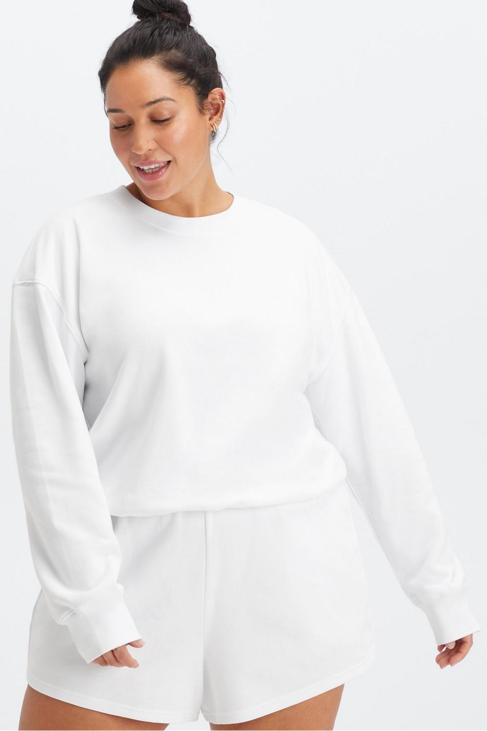 Fabletics Lightweight Go-To Cropped Crewneck Womens white Size S Product Image