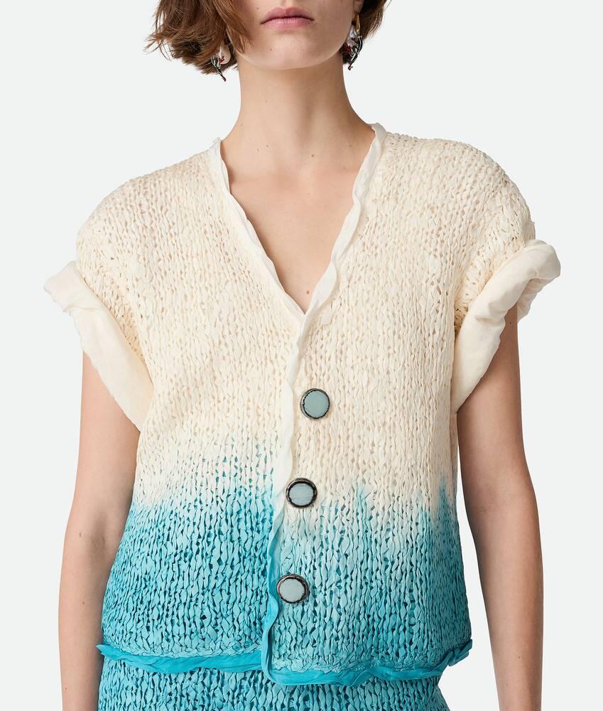 Women's Wool And Silk Overdyed Cardigan in Chalk/skyline Product Image