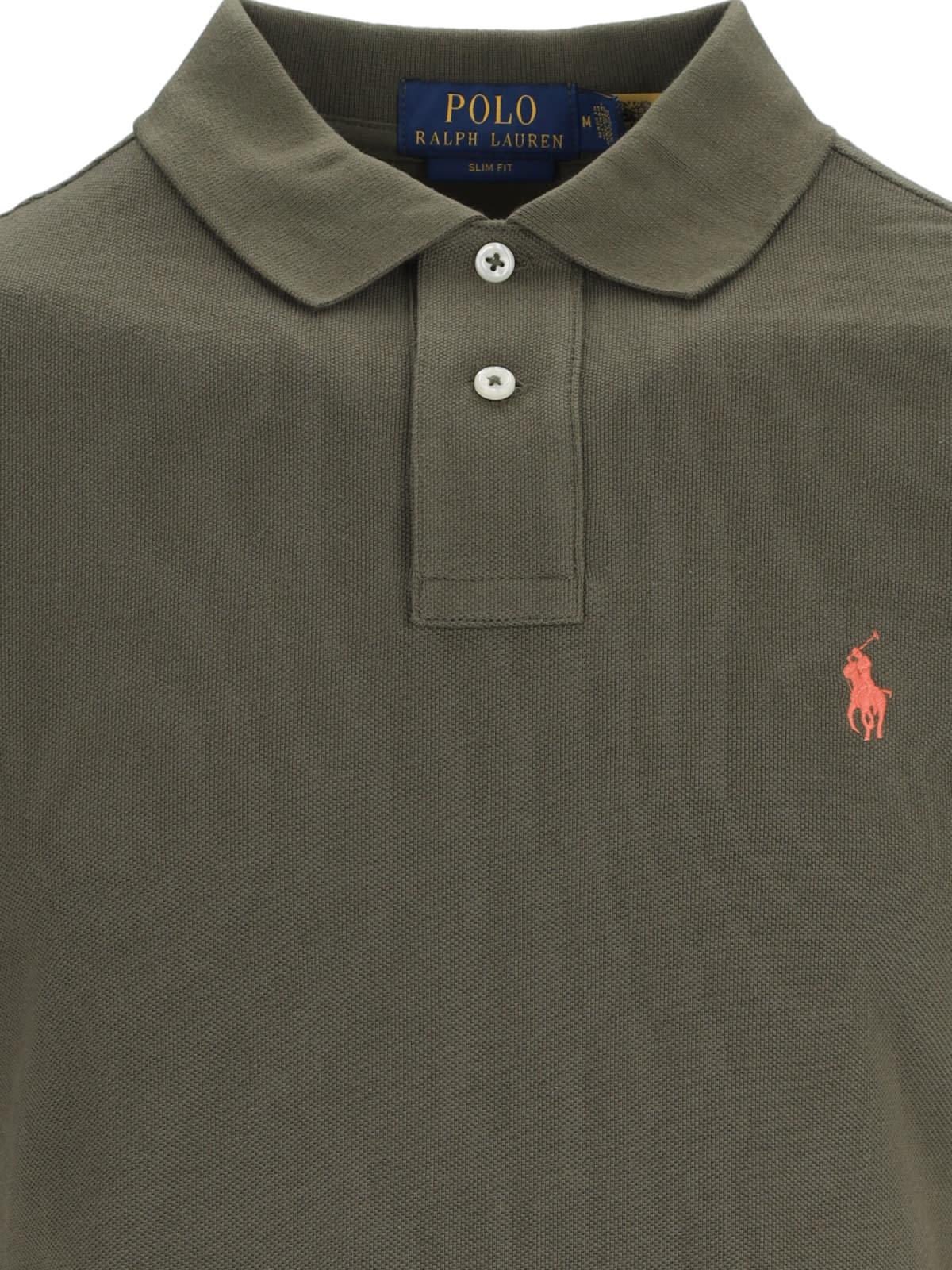POLO RALPH LAUREN Green Polo Shirt With Pony Embroidery On The Front Product Image