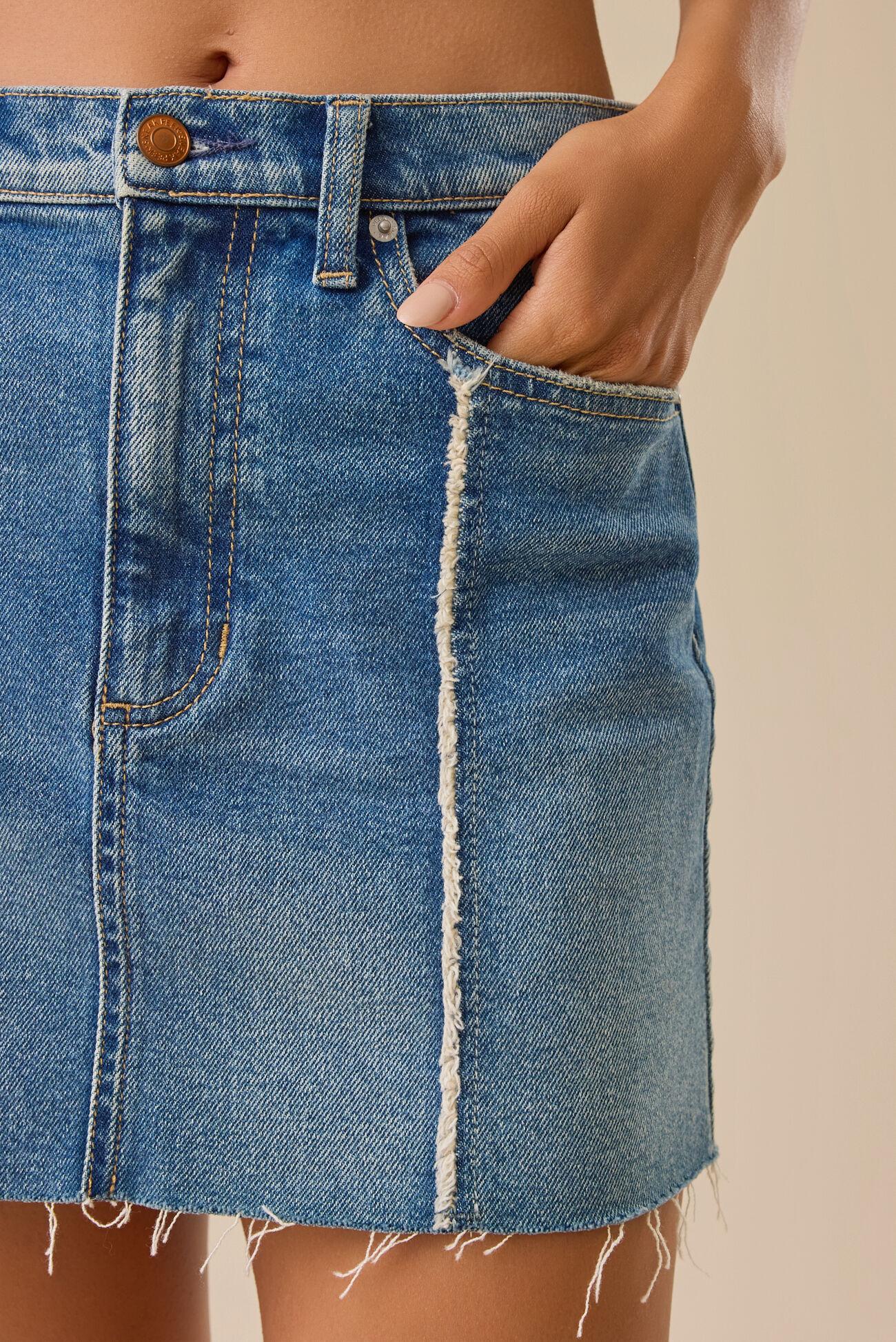 Ava Front Seam Denim Mini Skirt Product Image