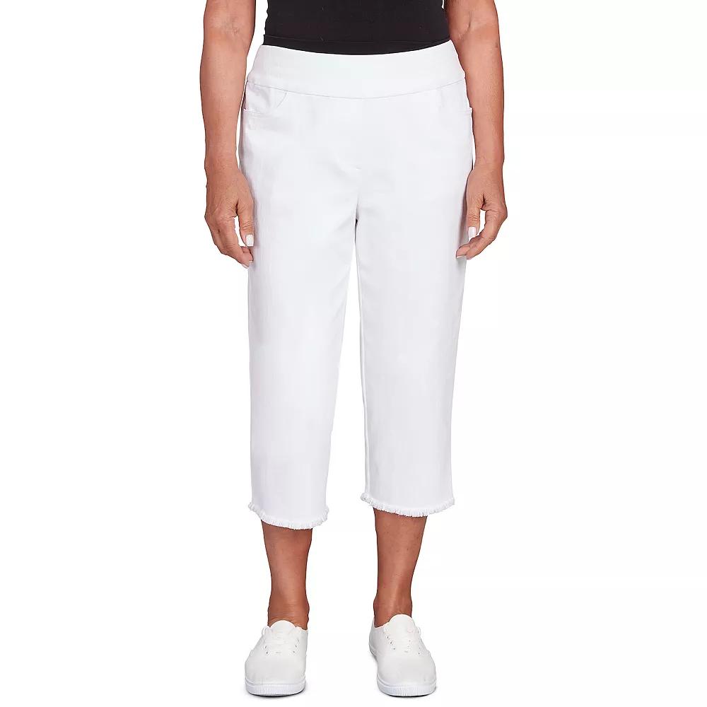Women's Alfred Dunner Denim Fringe Capri Pants,  Product Image