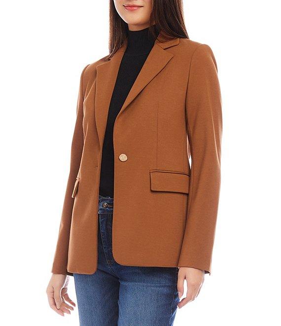 Karen Kane Ponte Knit Notch Lapel Neck Long Sleeve Blazer Product Image
