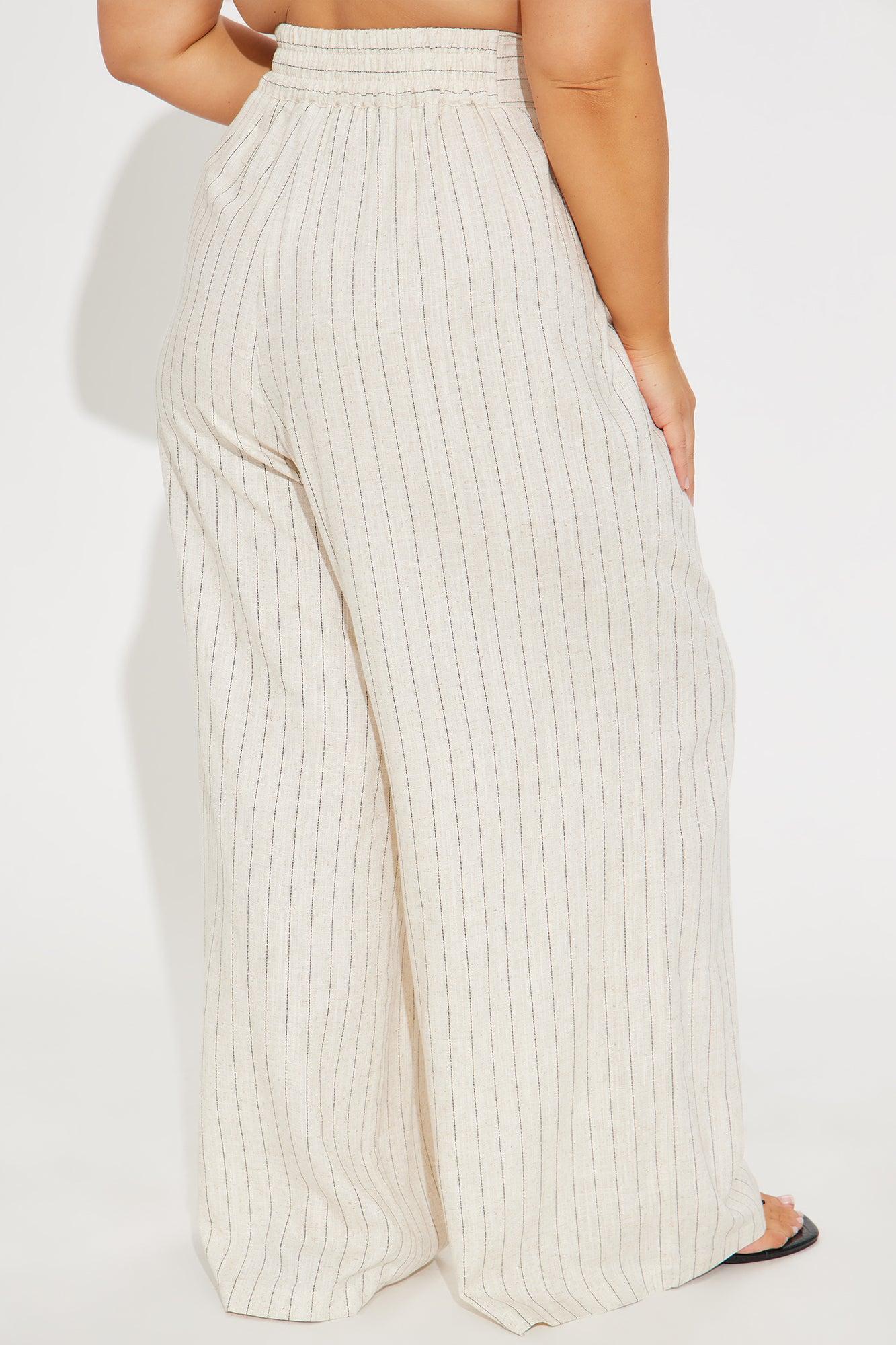 Lily Pinstripe Linen Pant - Cream/combo Product Image