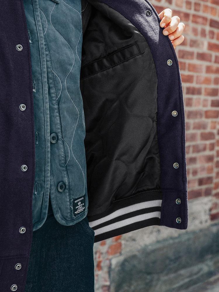 WOMEN'S MA-1 WOOL VARSITY JACKET (REPLICA BLUE) Product Image