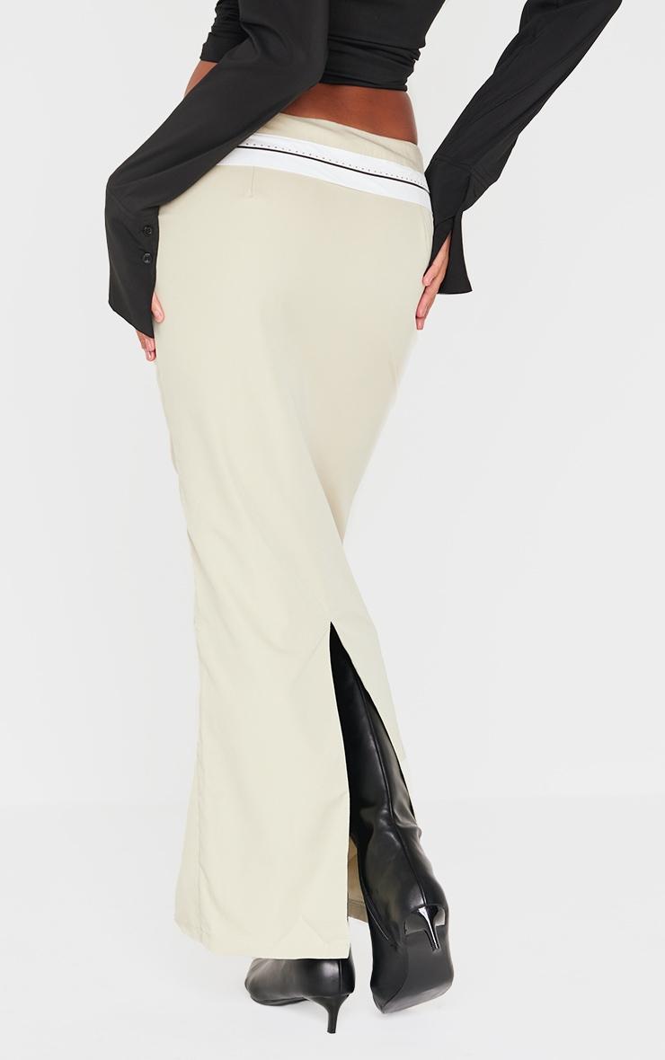 PRETTYLITTLETHING Sage Contrast Foldover Waistband Maxi Skirt Product Image