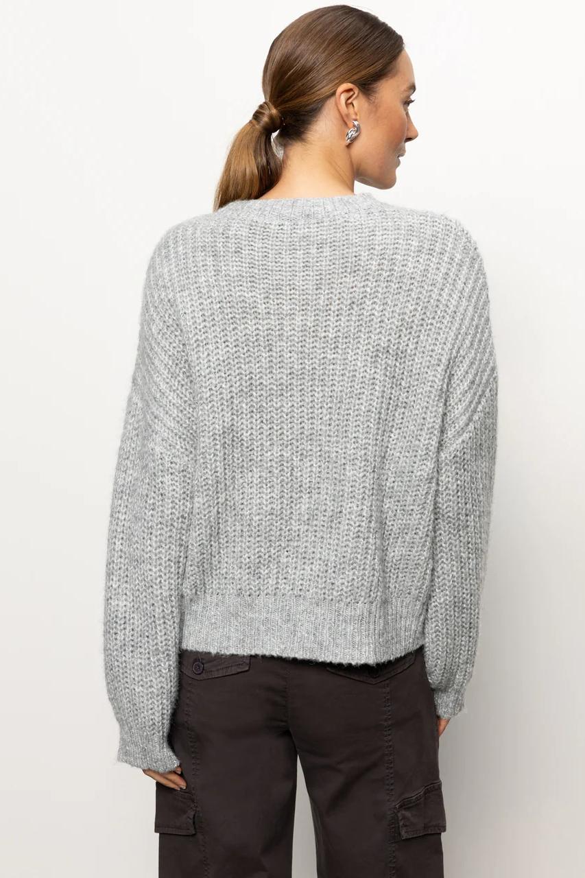 Fuzzy Volume Sleeve Sweater - Heather Grey Product Image