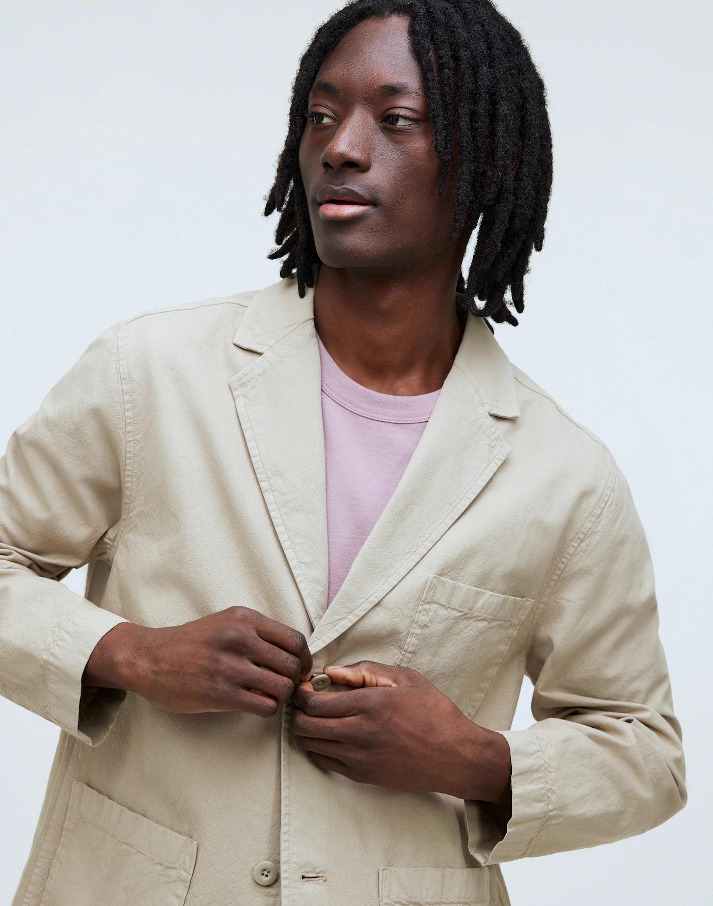 Cotton-Hemp Blend Unstructured Blazer Product Image