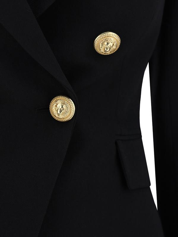 BALMAIN Double-breasted Grain De Poudre Wool Blazer In Multi Product Image