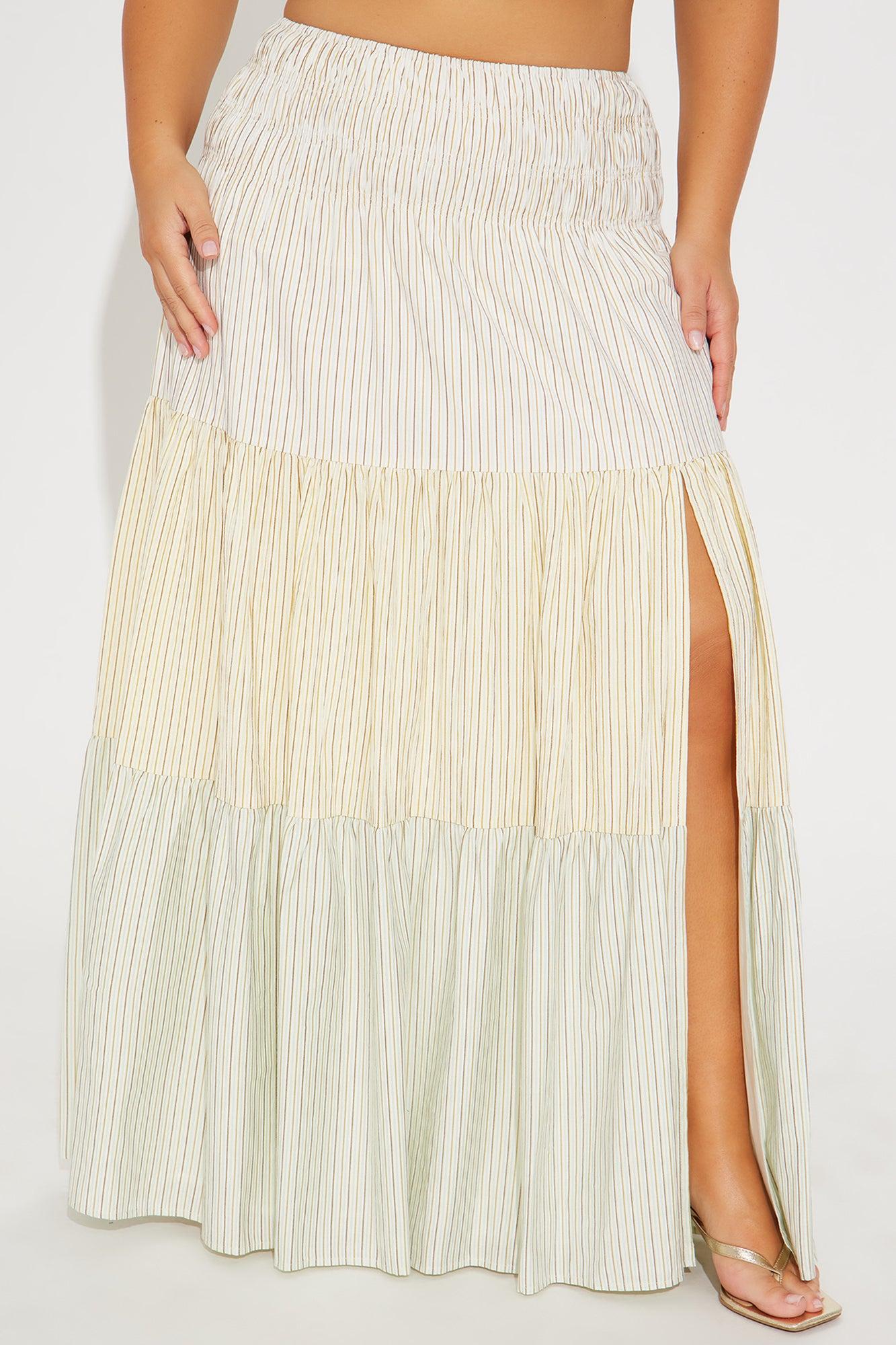 Charlotte Striped Tiered Maxi Skirt - Multi Color Product Image
